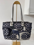 Vintage Coach denim tote shoulder bag