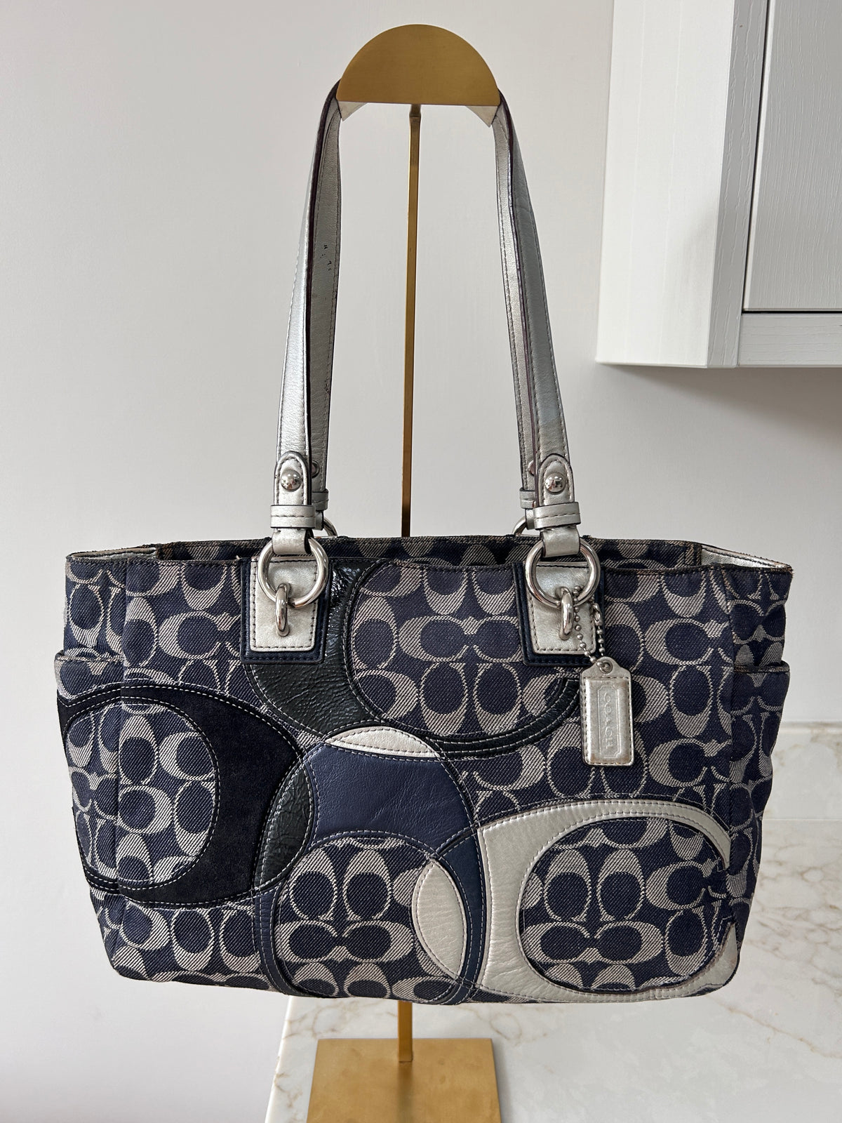 Vintage Coach denim tote shoulder bag