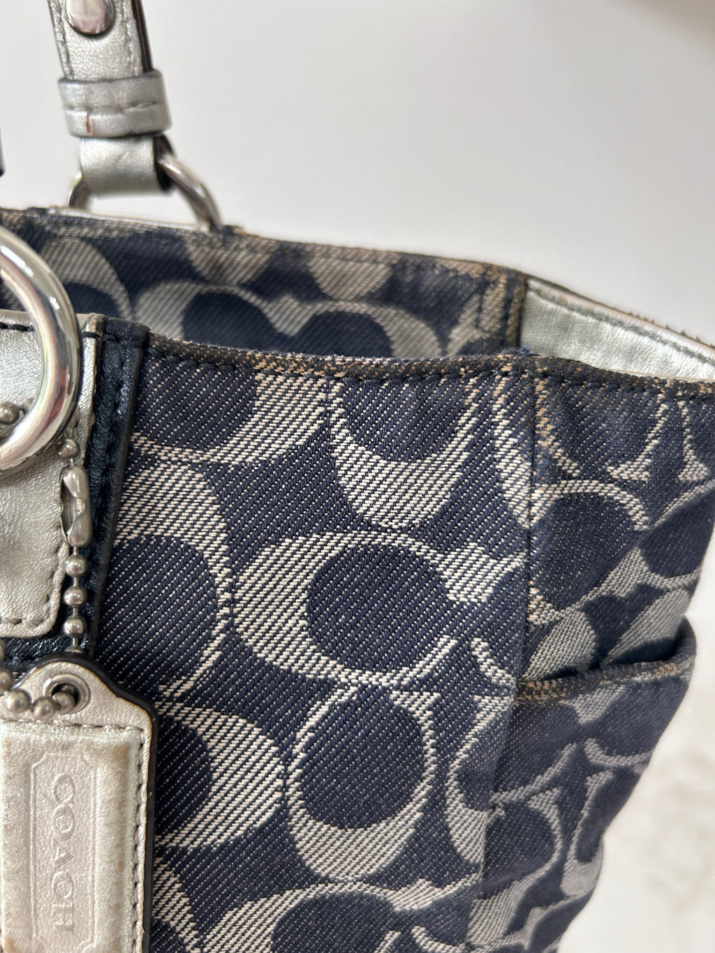 Vintage Coach denim tote shoulder bag