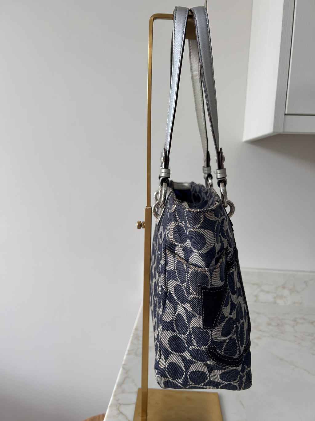 Vintage Coach denim tote shoulder bag