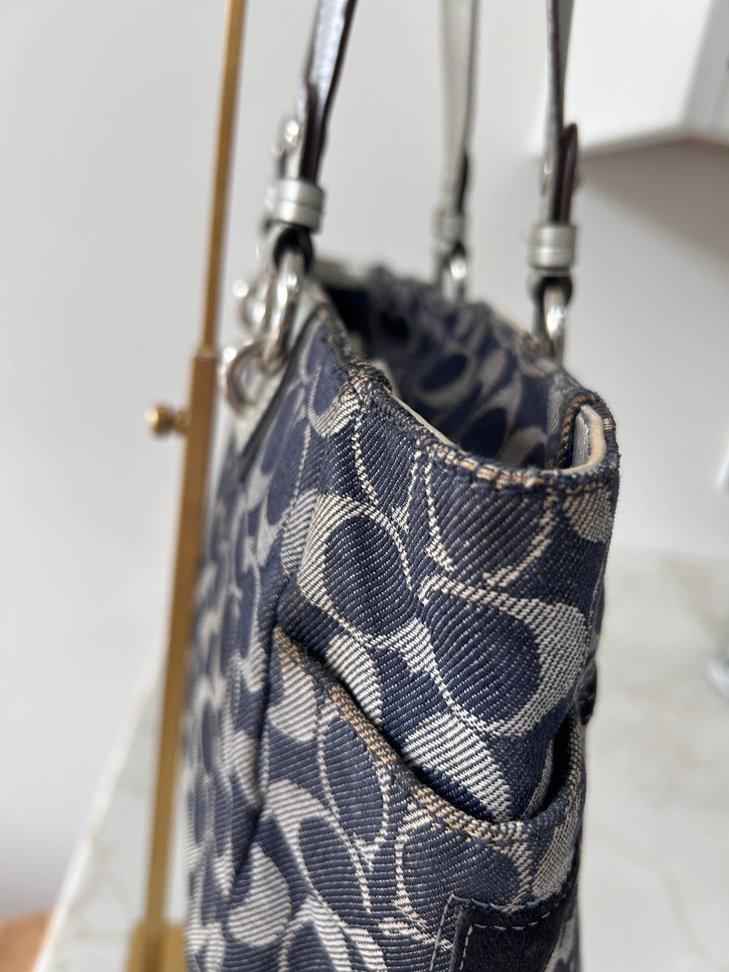 Vintage Coach denim tote shoulder bag