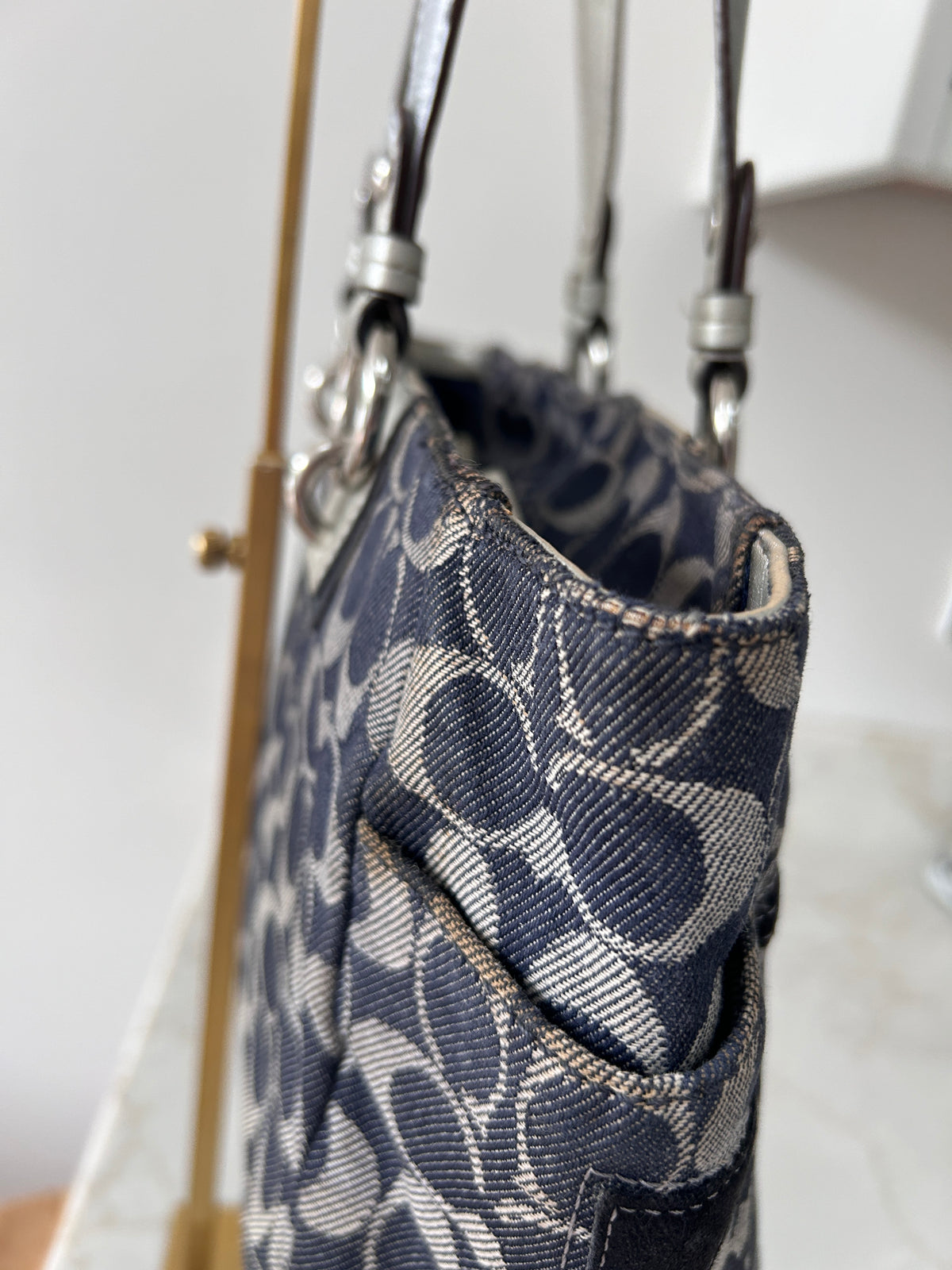 Vintage Coach denim tote shoulder bag
