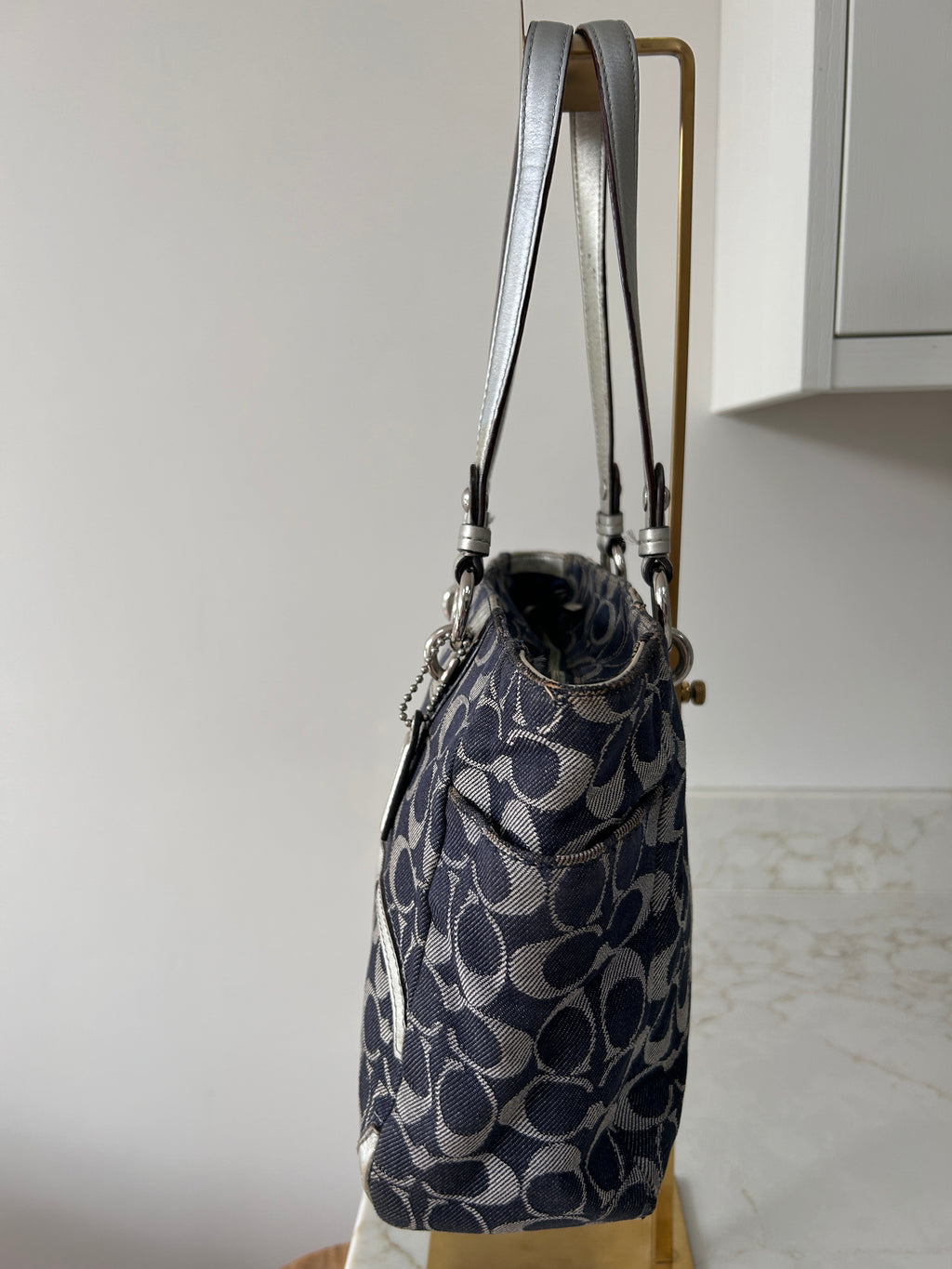 Vintage Coach denim tote shoulder bag