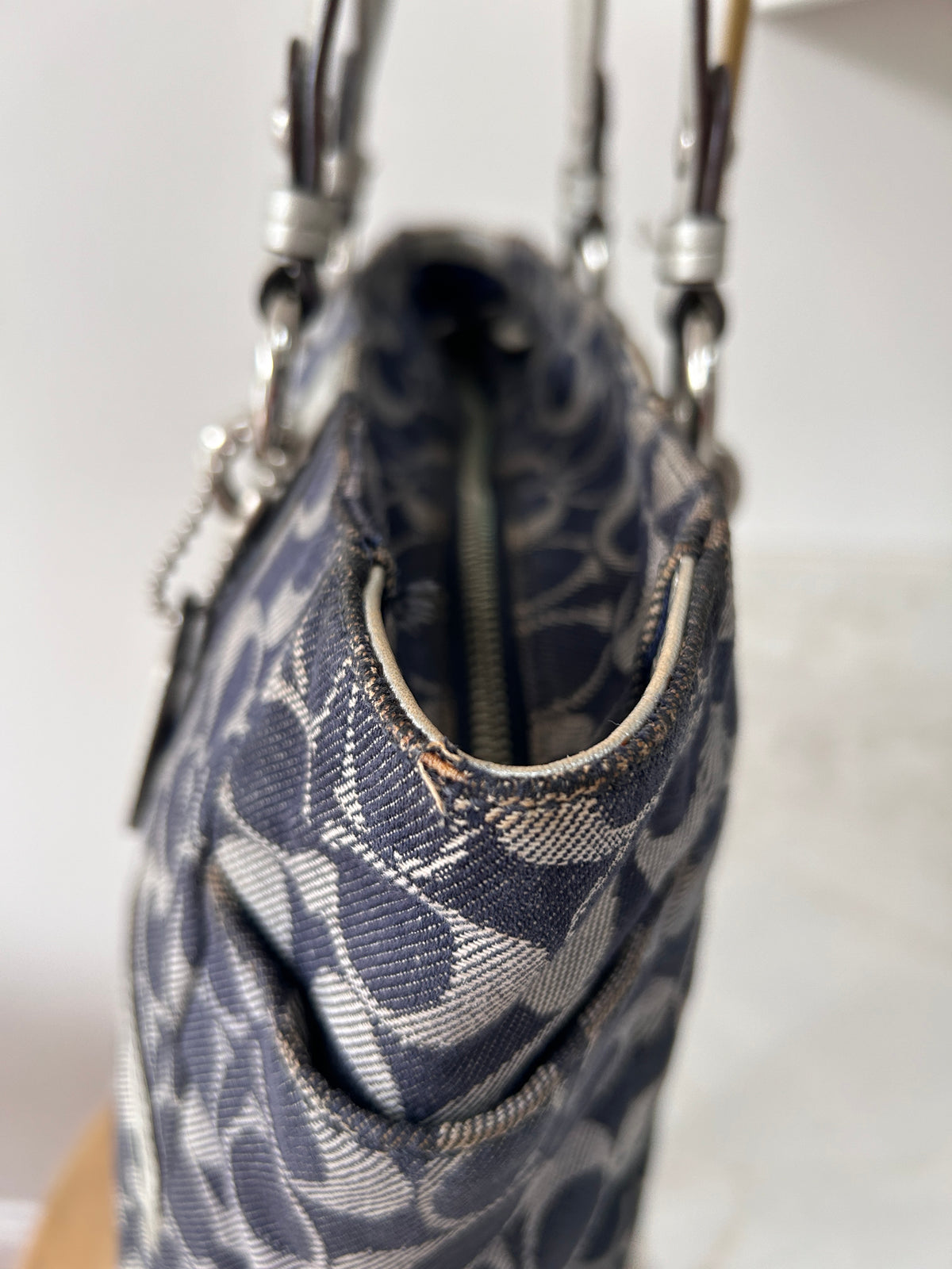 Vintage Coach denim tote shoulder bag