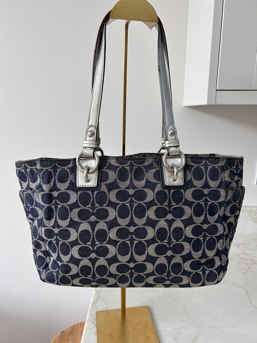 Vintage Coach denim tote shoulder bag