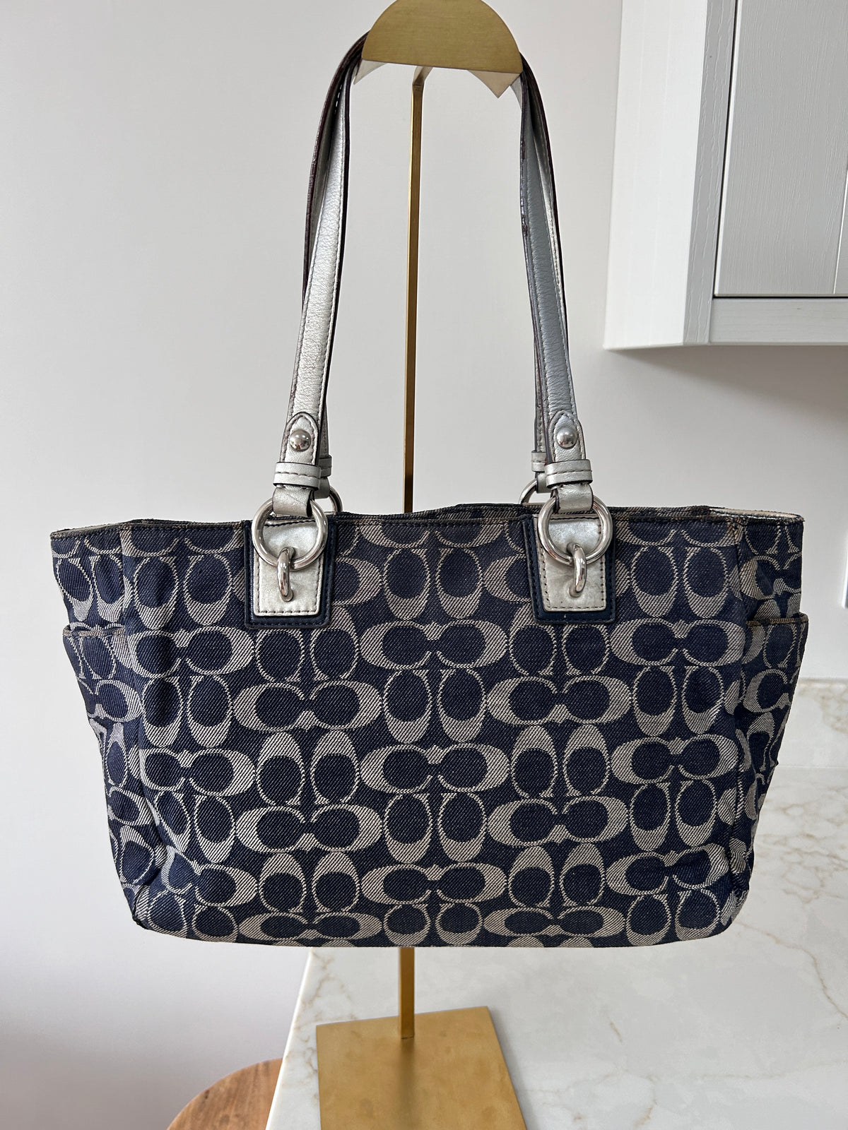 Vintage Coach denim tote shoulder bag