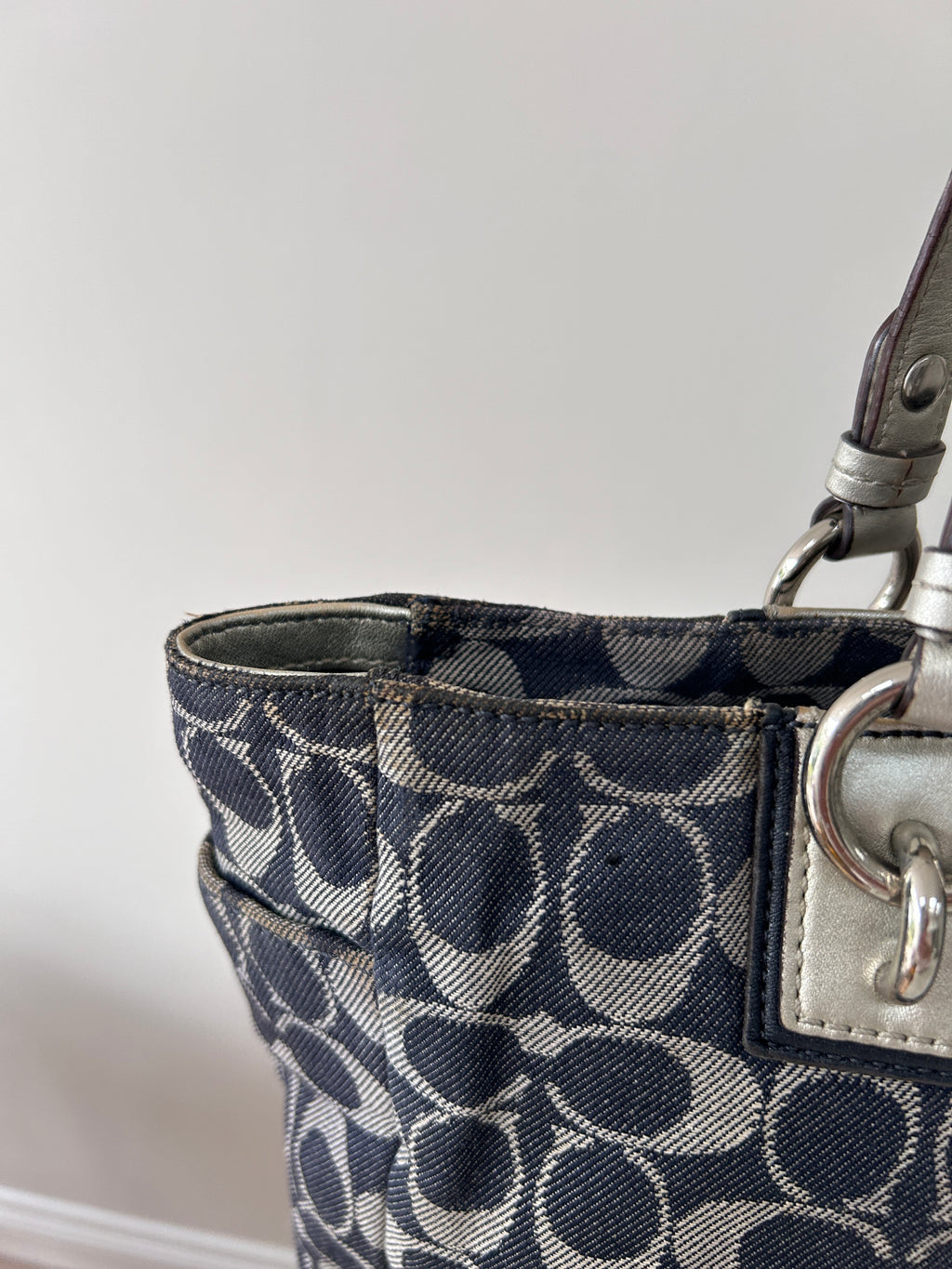 Vintage Coach denim tote shoulder bag
