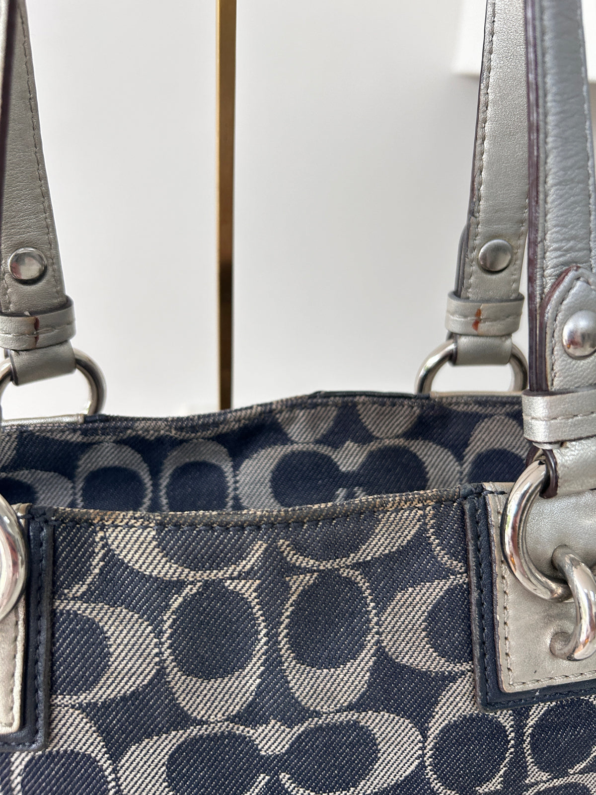 Vintage Coach denim tote shoulder bag