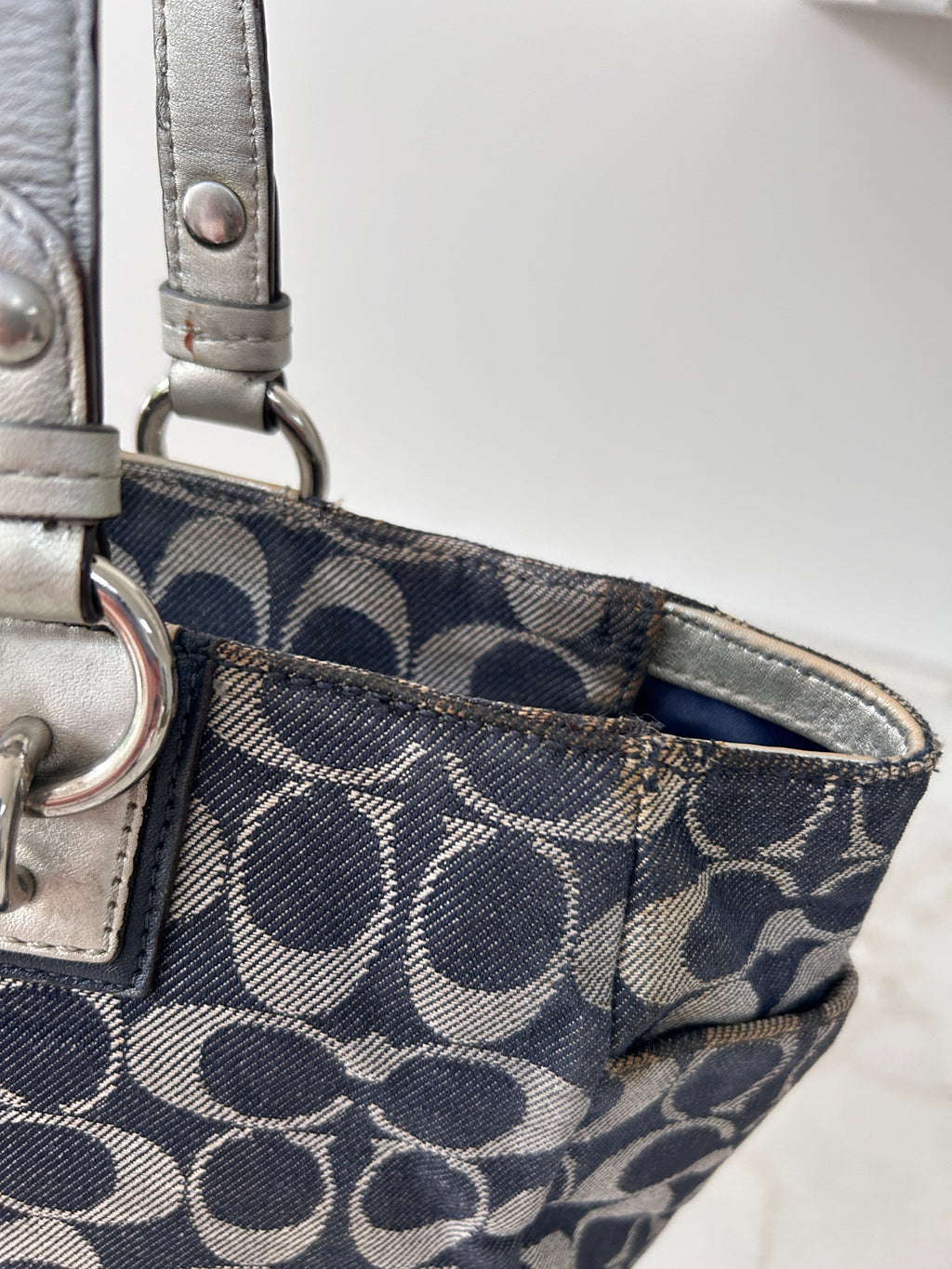 Vintage Coach denim tote shoulder bag