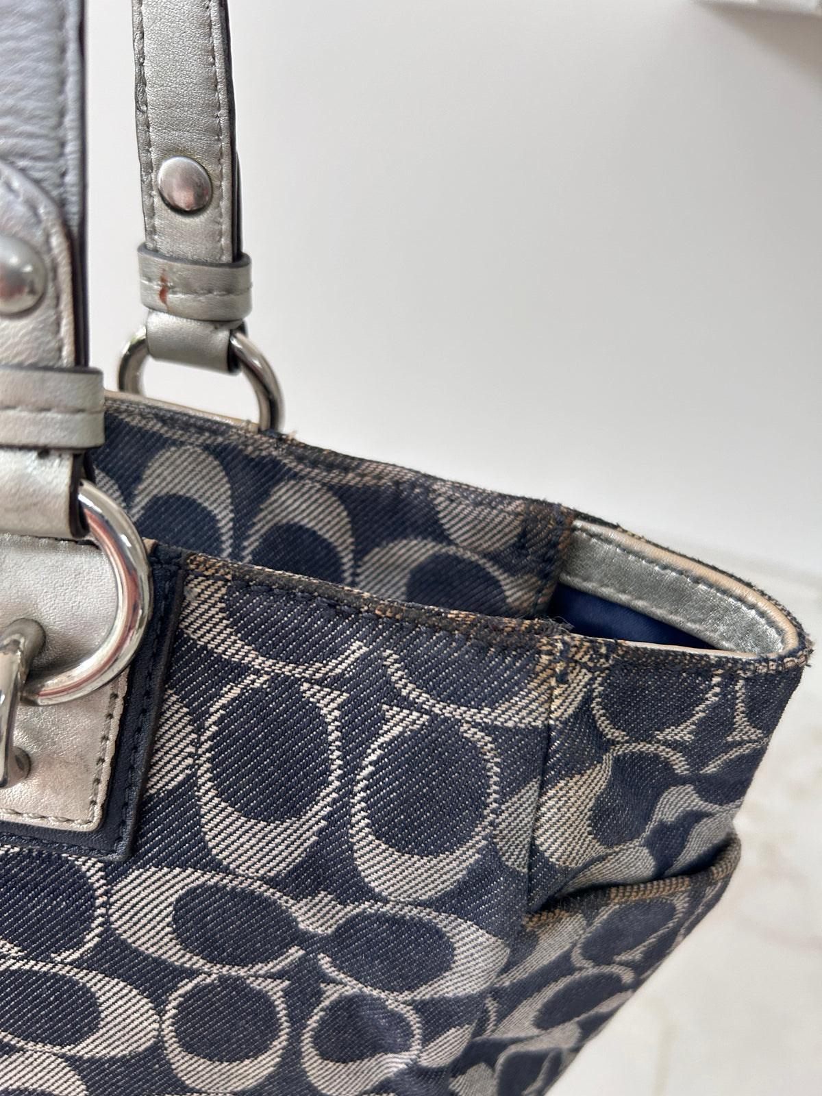 Vintage Coach denim tote shoulder bag