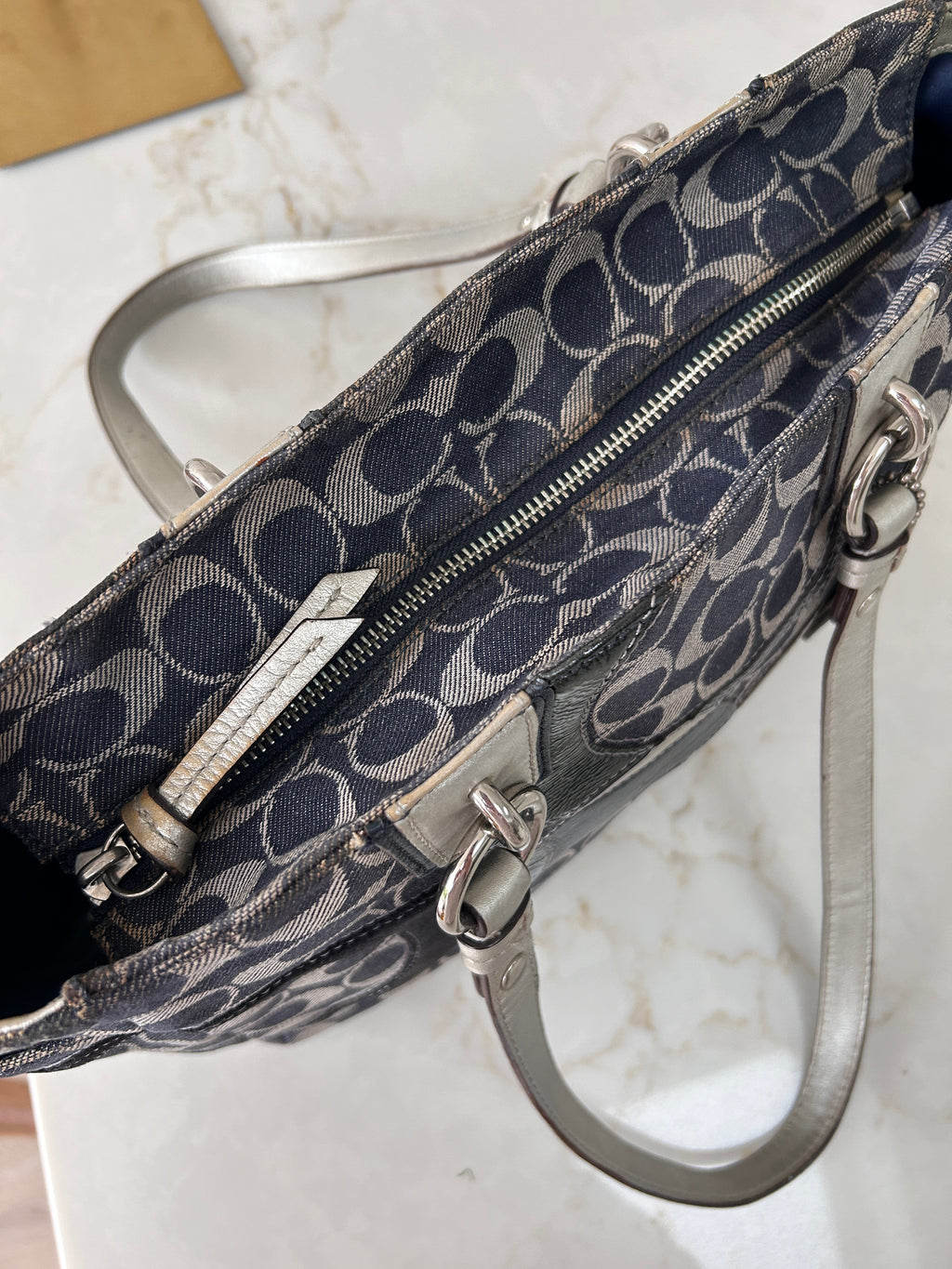 Vintage Coach denim tote shoulder bag