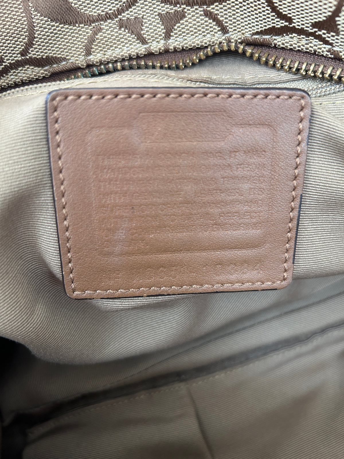 Vintage Coach brown monogram tote shoulder bag