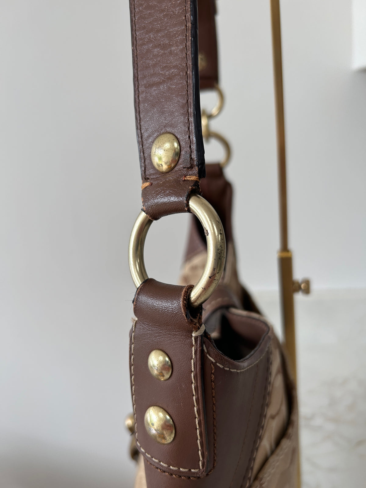Vintage Coach clip optic monogram shoulder bag