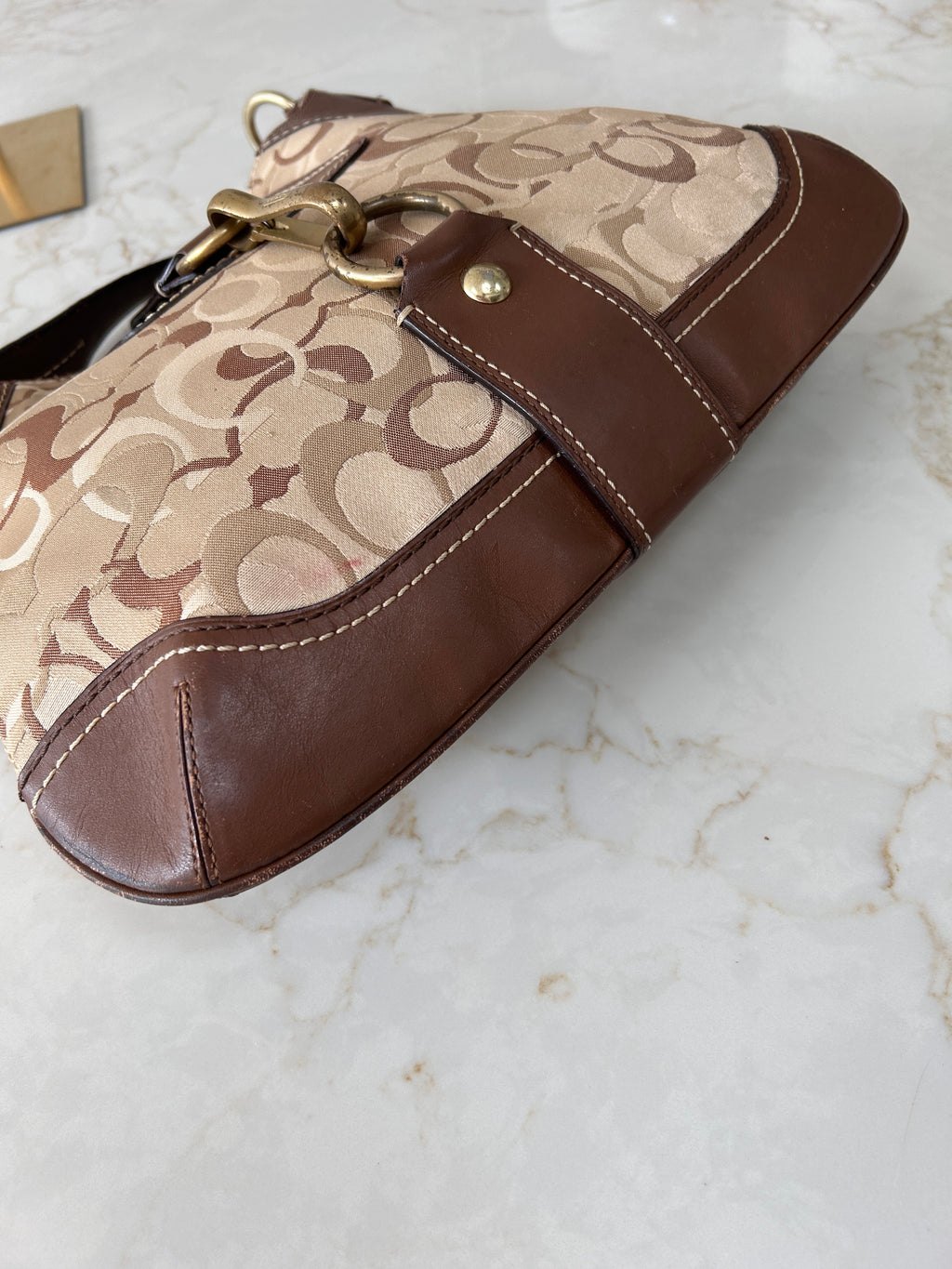Vintage Coach clip optic monogram shoulder bag