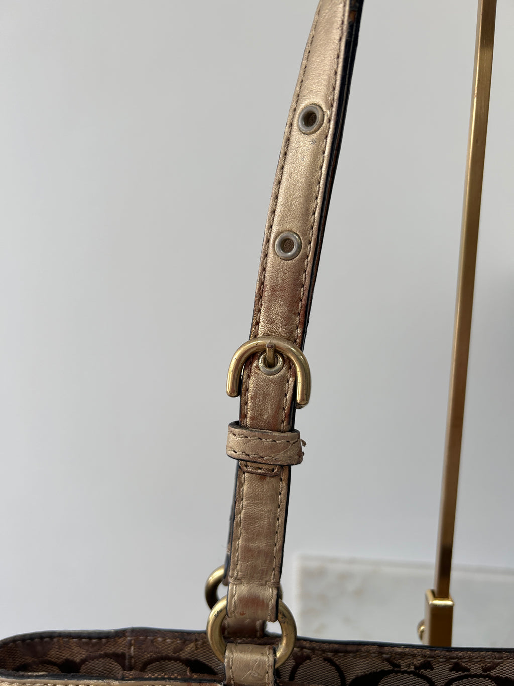 Vintage Coach gold patchwork tote shoulder bag