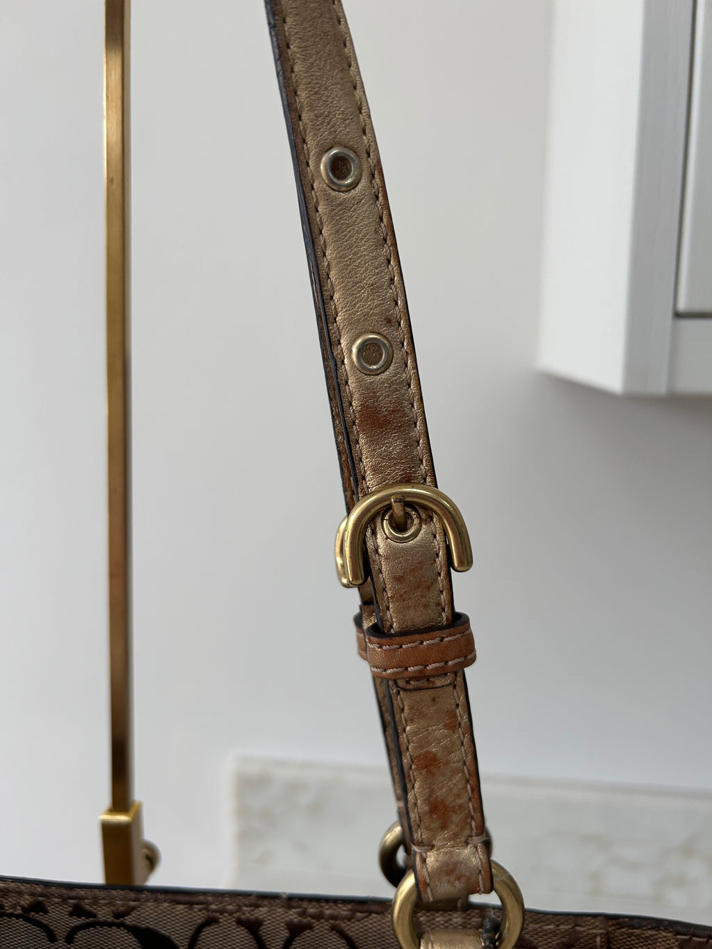 Vintage Coach gold patchwork tote shoulder bag