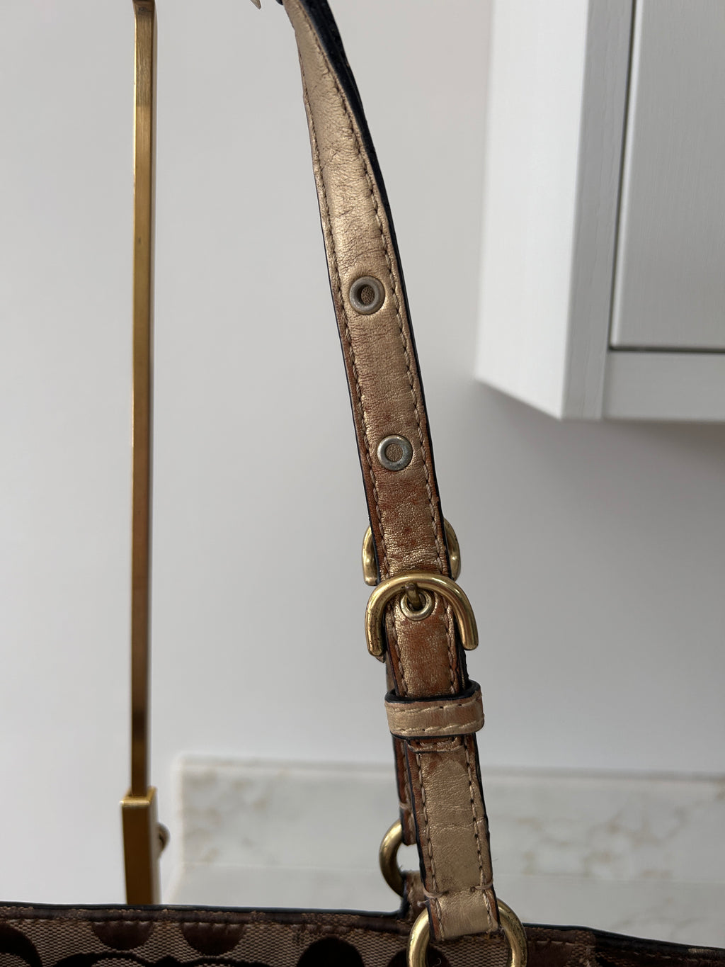 Vintage Coach gold patchwork tote shoulder bag