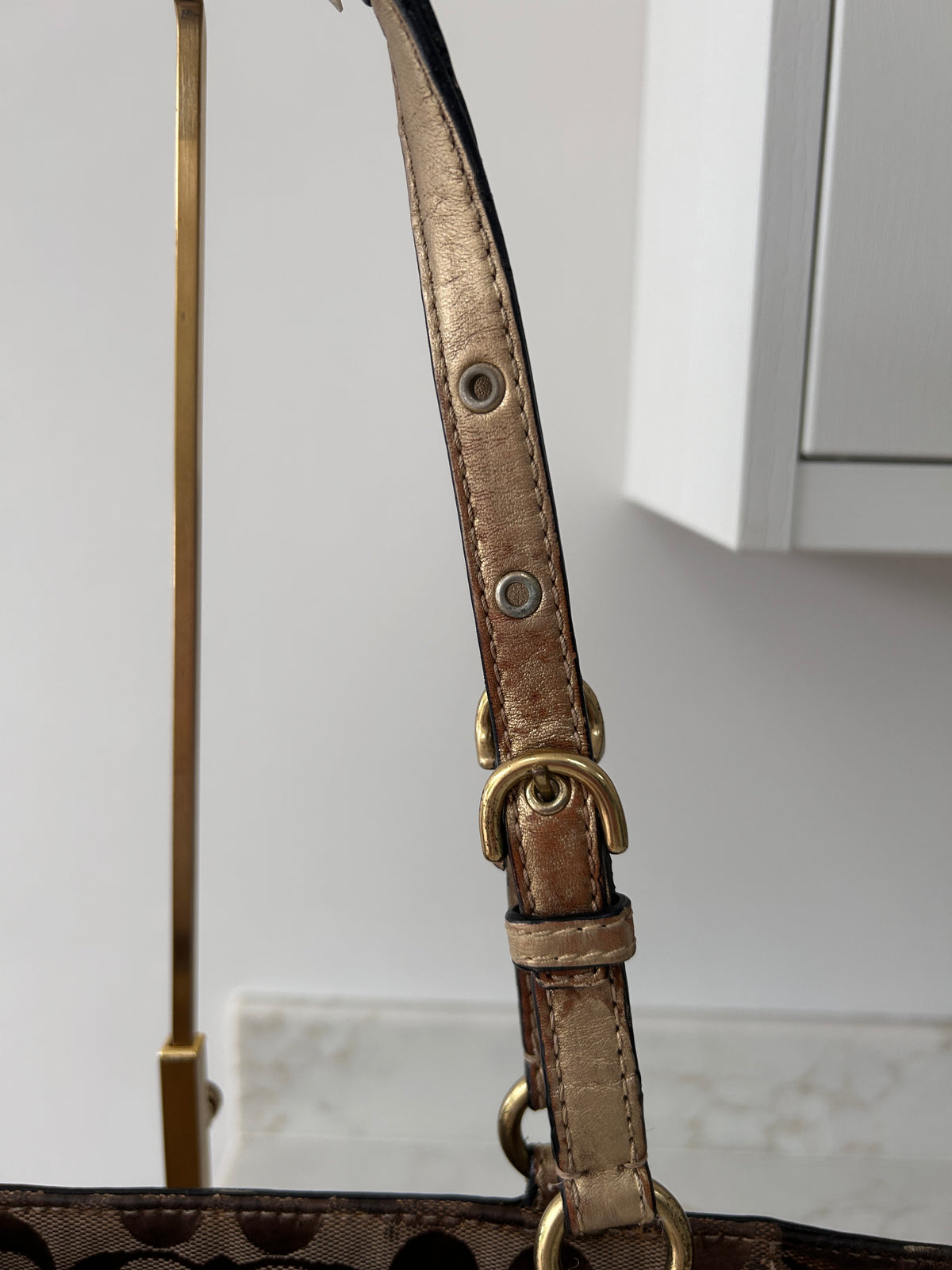 Vintage Coach gold patchwork tote shoulder bag