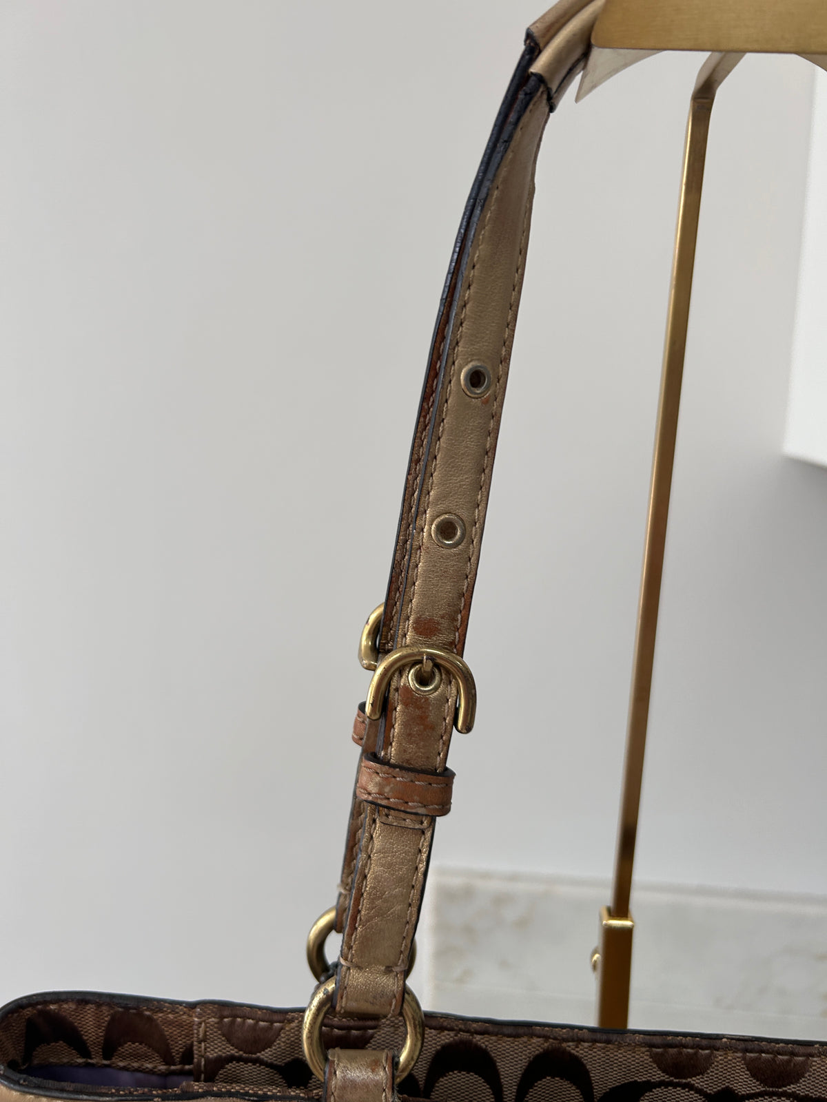 Vintage Coach gold patchwork tote shoulder bag