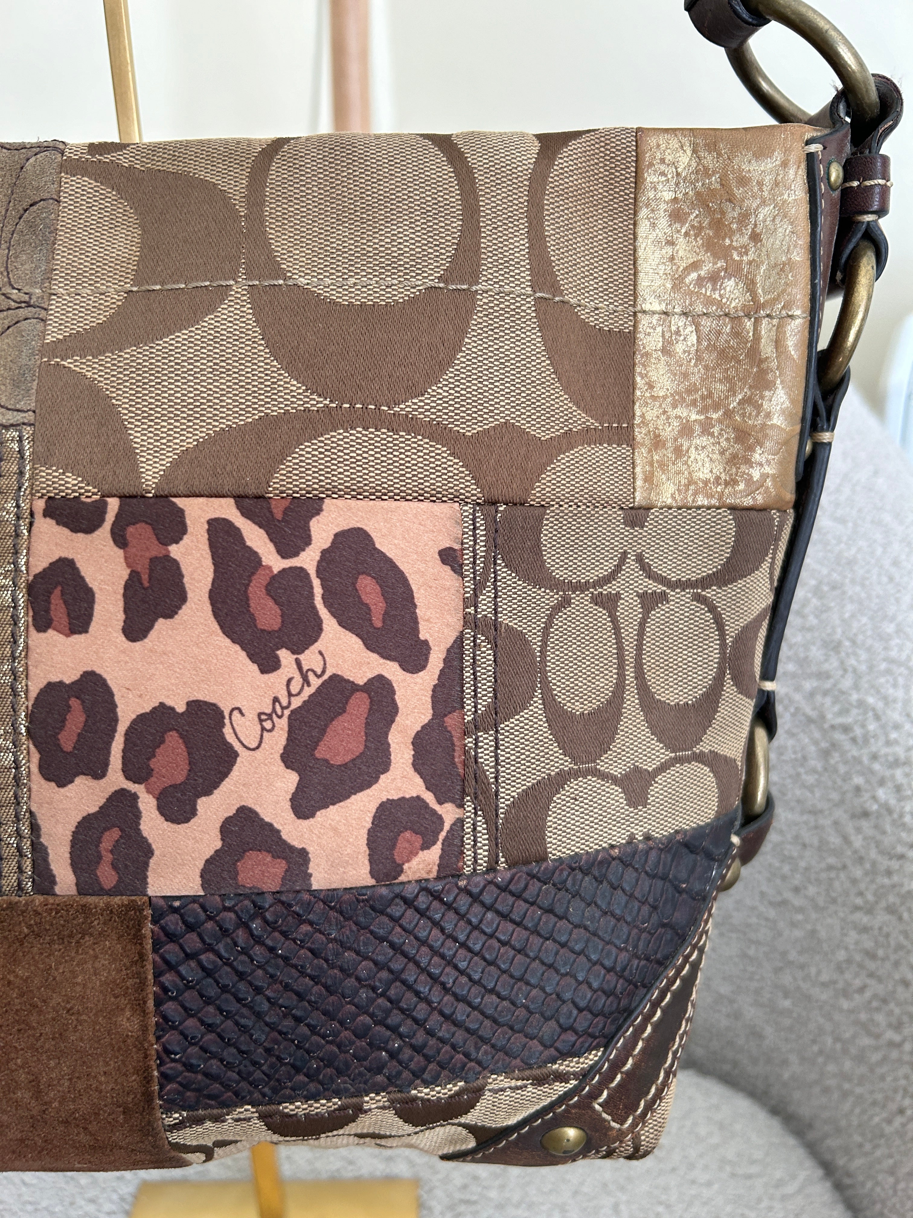 Vintage Coach patchwork shoulder bag