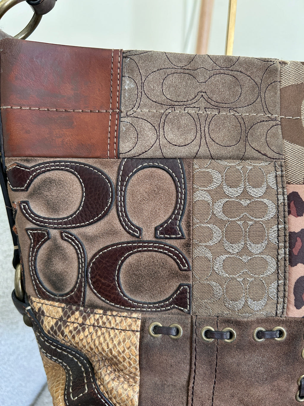 Vintage Coach patchwork shoulder bag