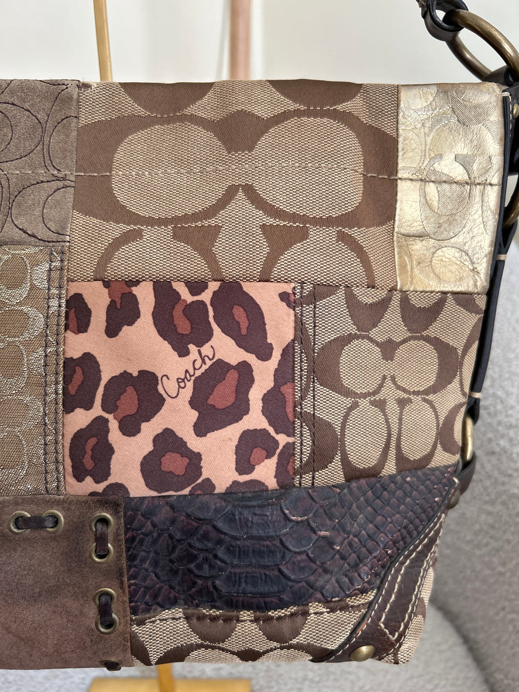 Vintage Coach patchwork shoulder bag