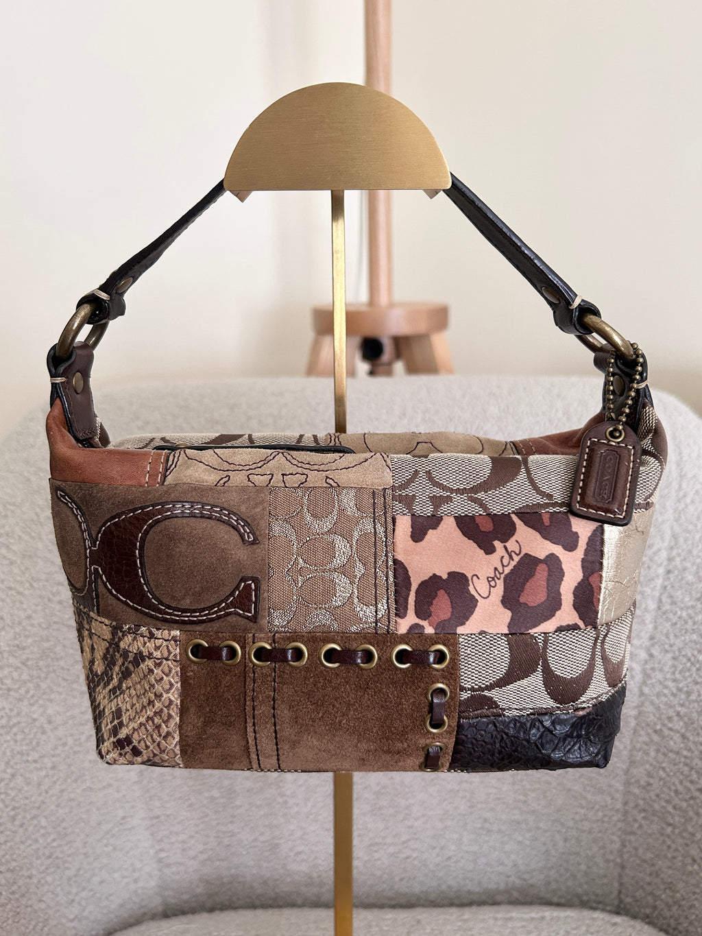 Vintage Coach mini patchwork handbag
