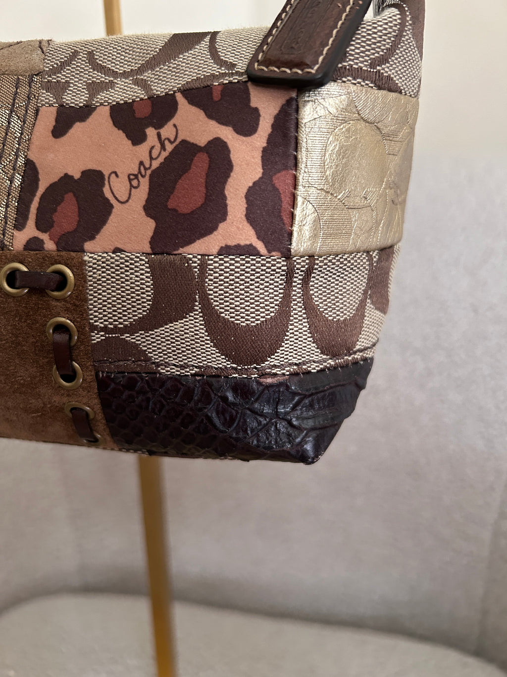 Vintage Coach mini patchwork handbag