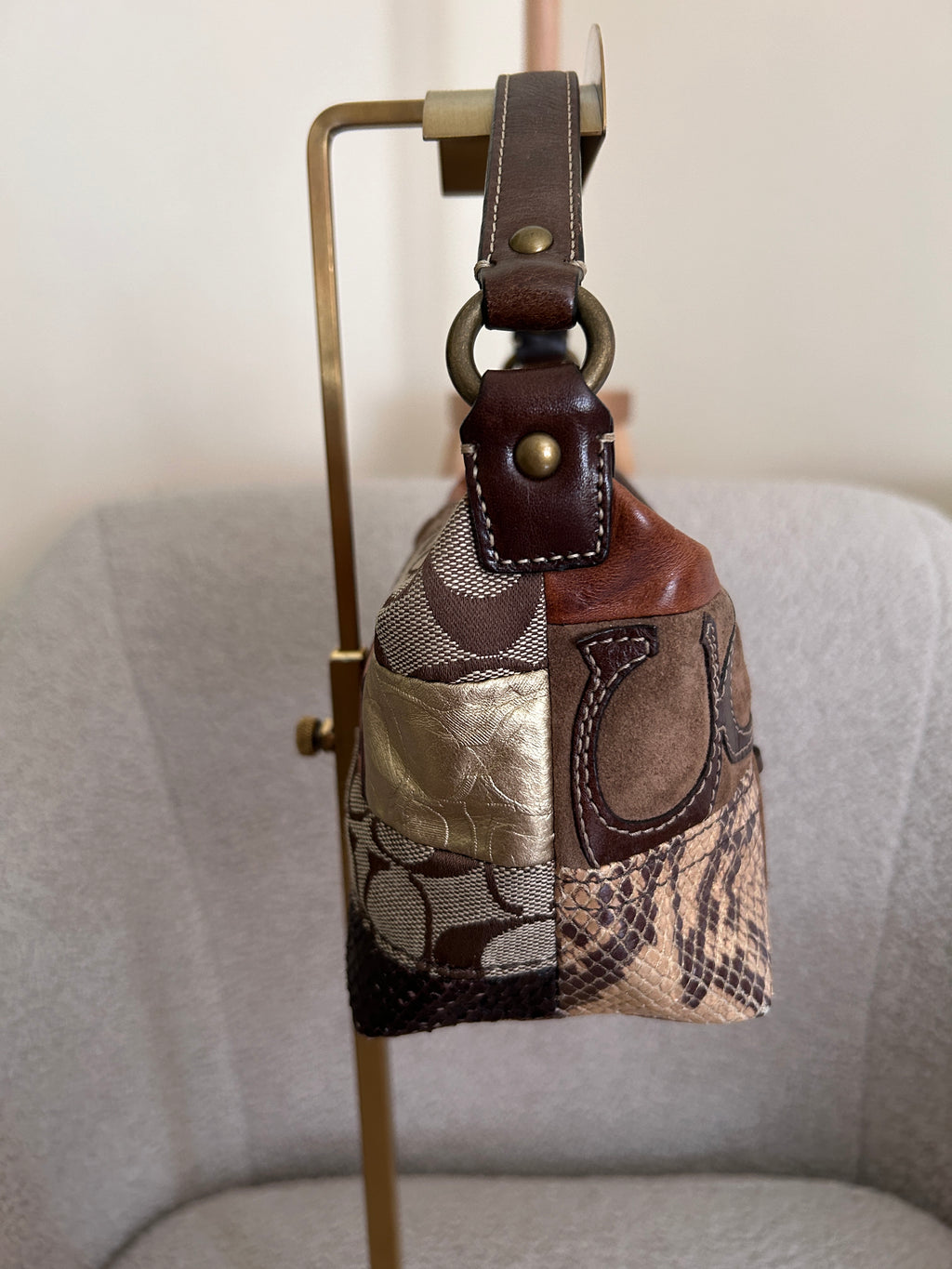 Vintage Coach mini patchwork handbag