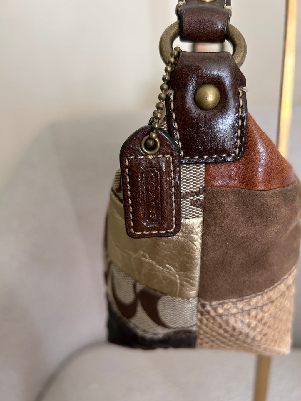 Vintage Coach mini patchwork handbag