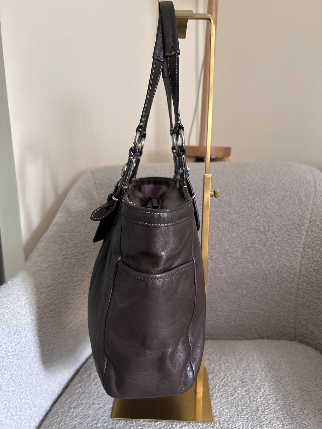 Vintage Coach brown leather shoulder bag