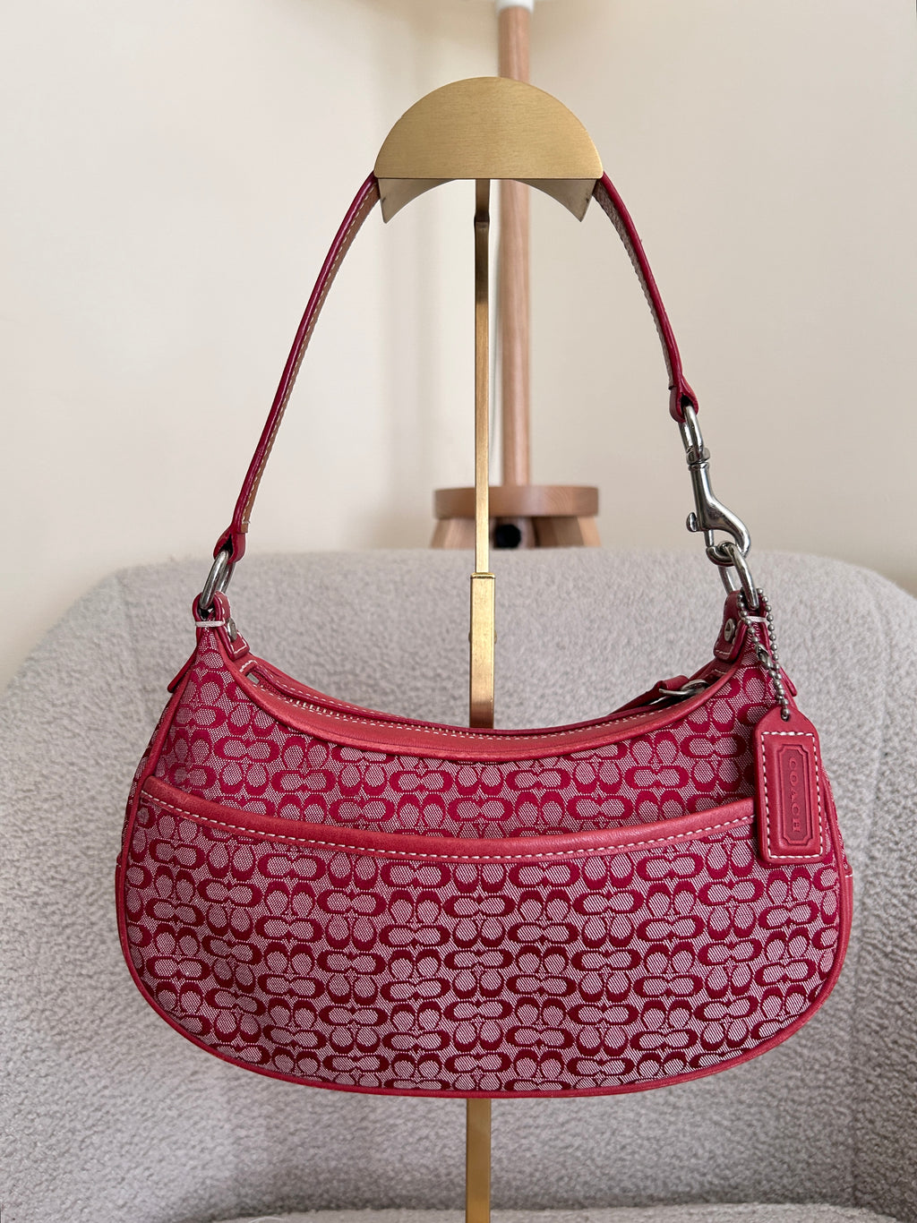 Vintage Coach red monogram shoulder bag