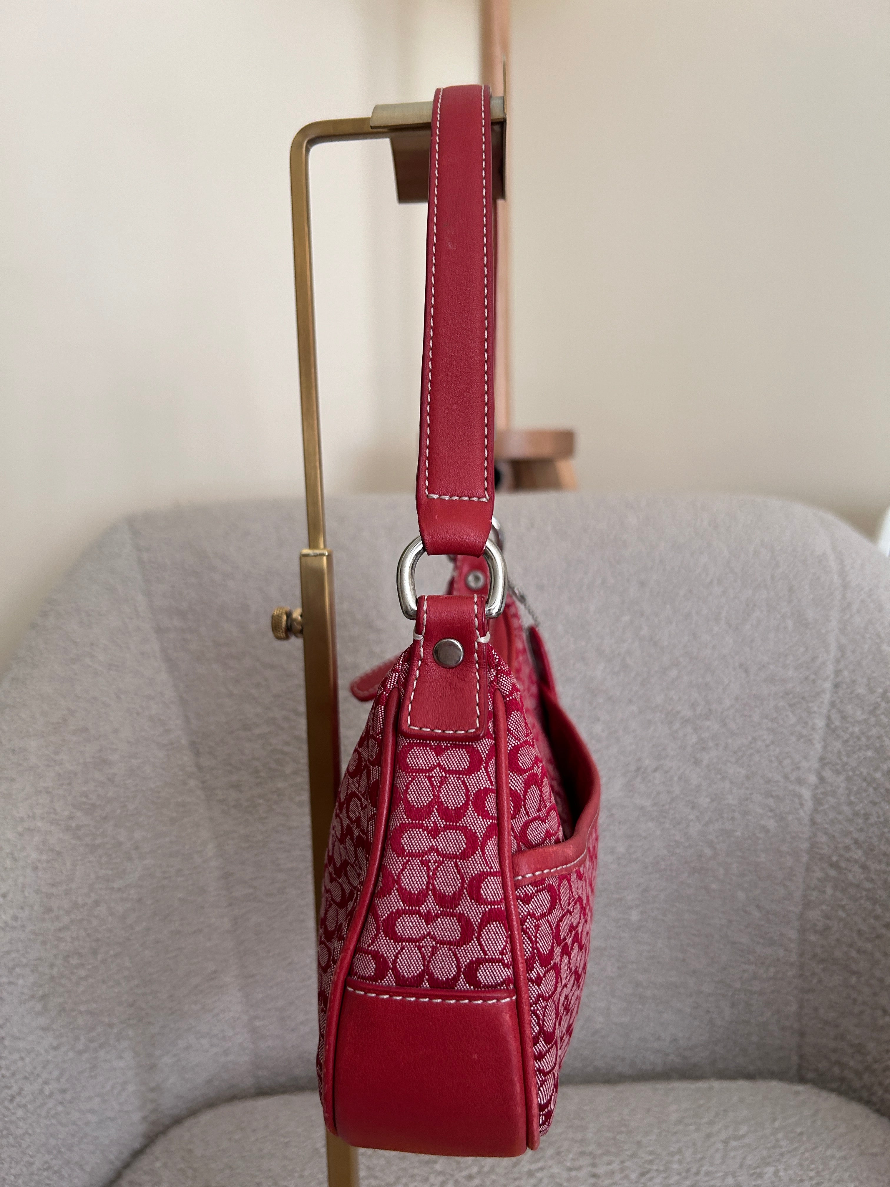 Vintage Coach red monogram shoulder bag