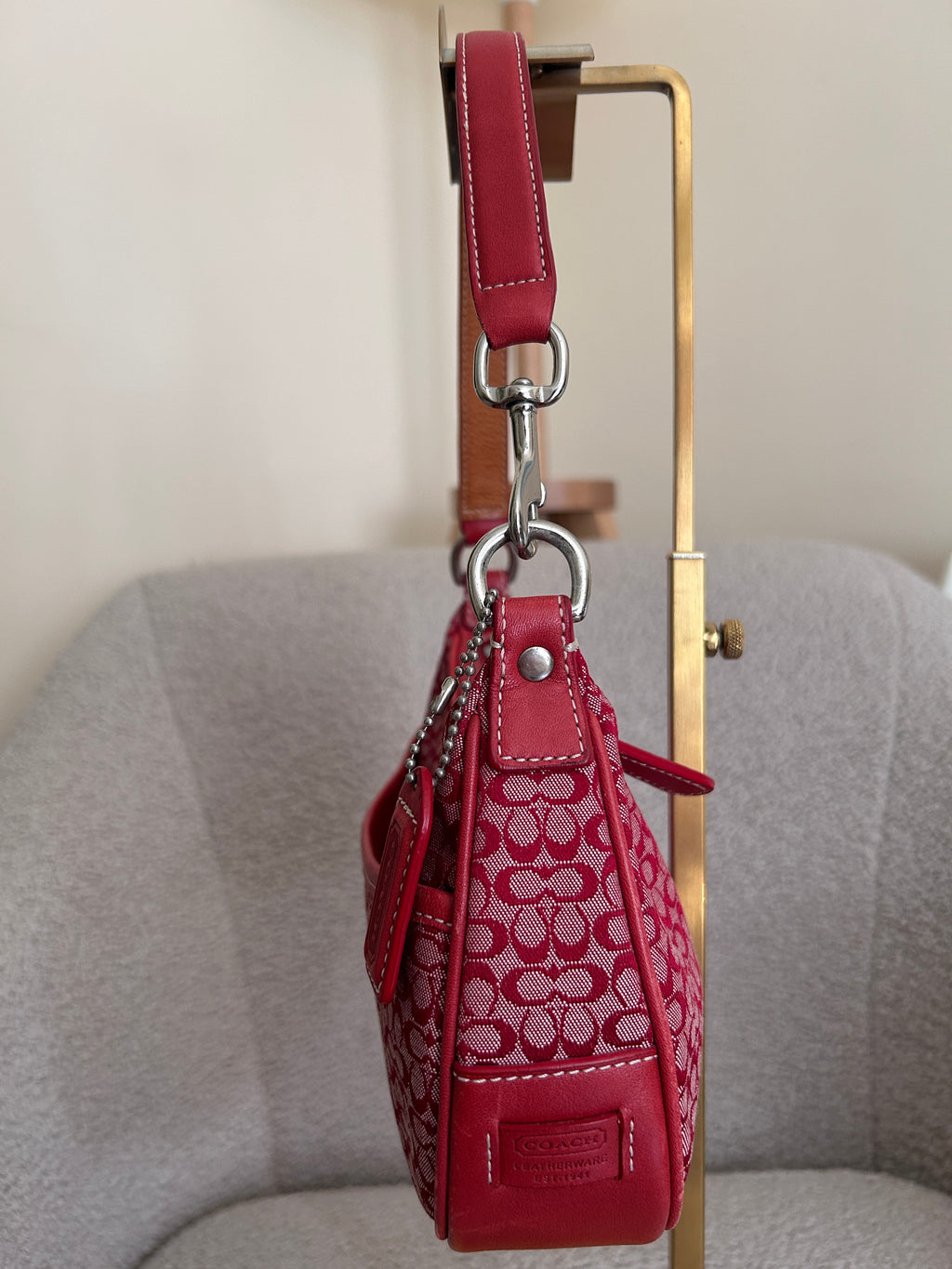 Vintage Coach red monogram shoulder bag