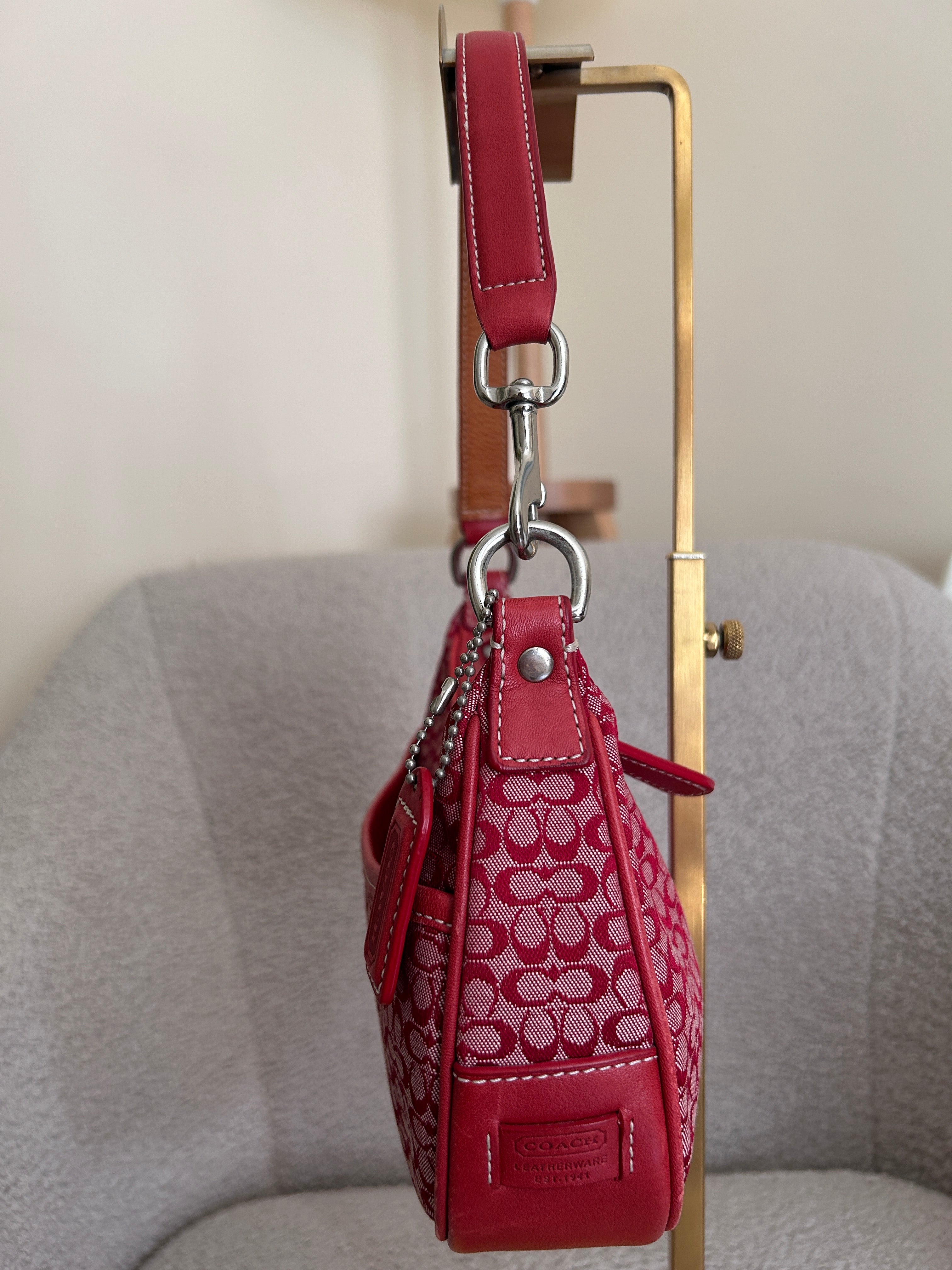 Vintage Coach red monogram shoulder bag