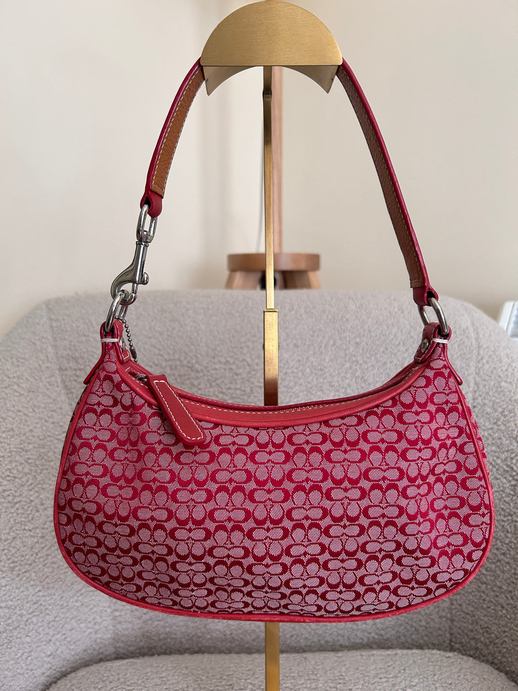 Vintage Coach red monogram shoulder bag