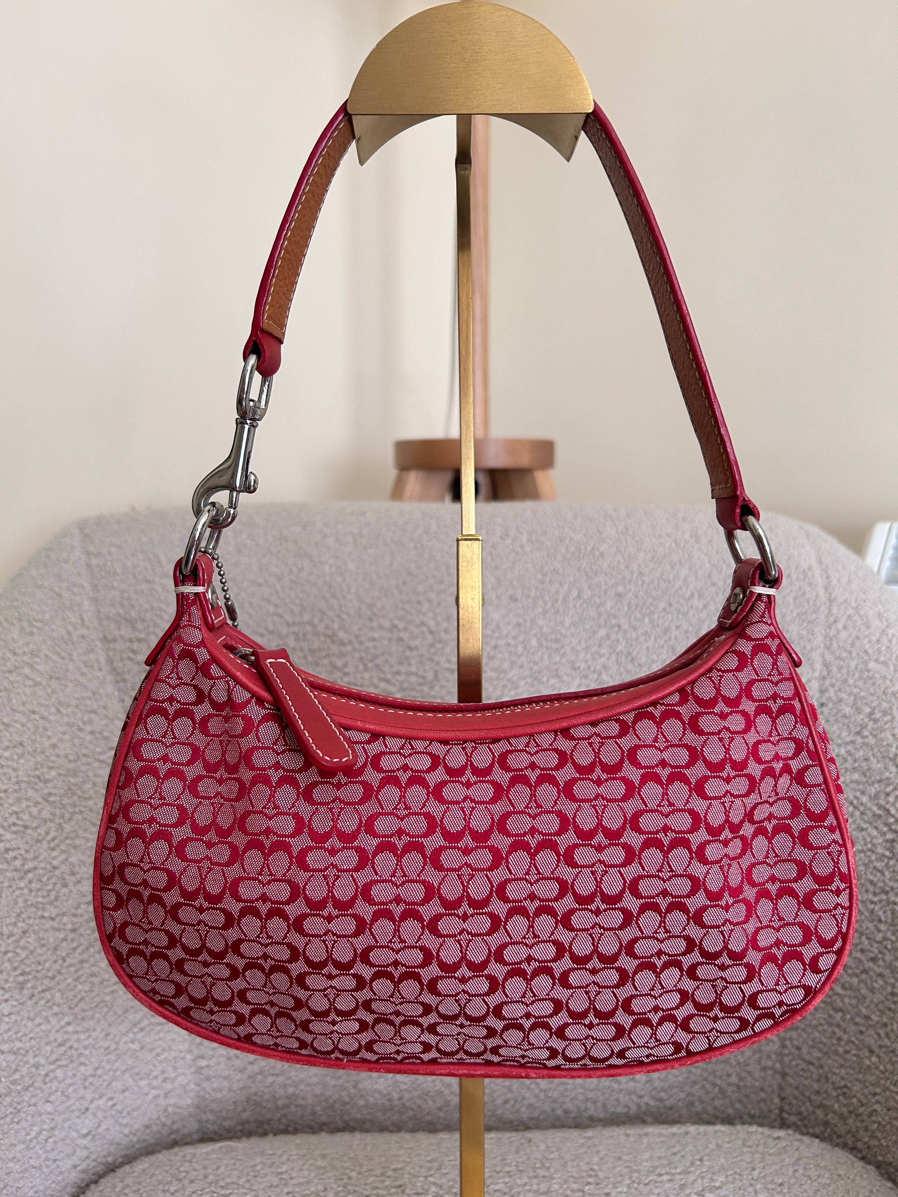 Vintage Coach red monogram shoulder bag