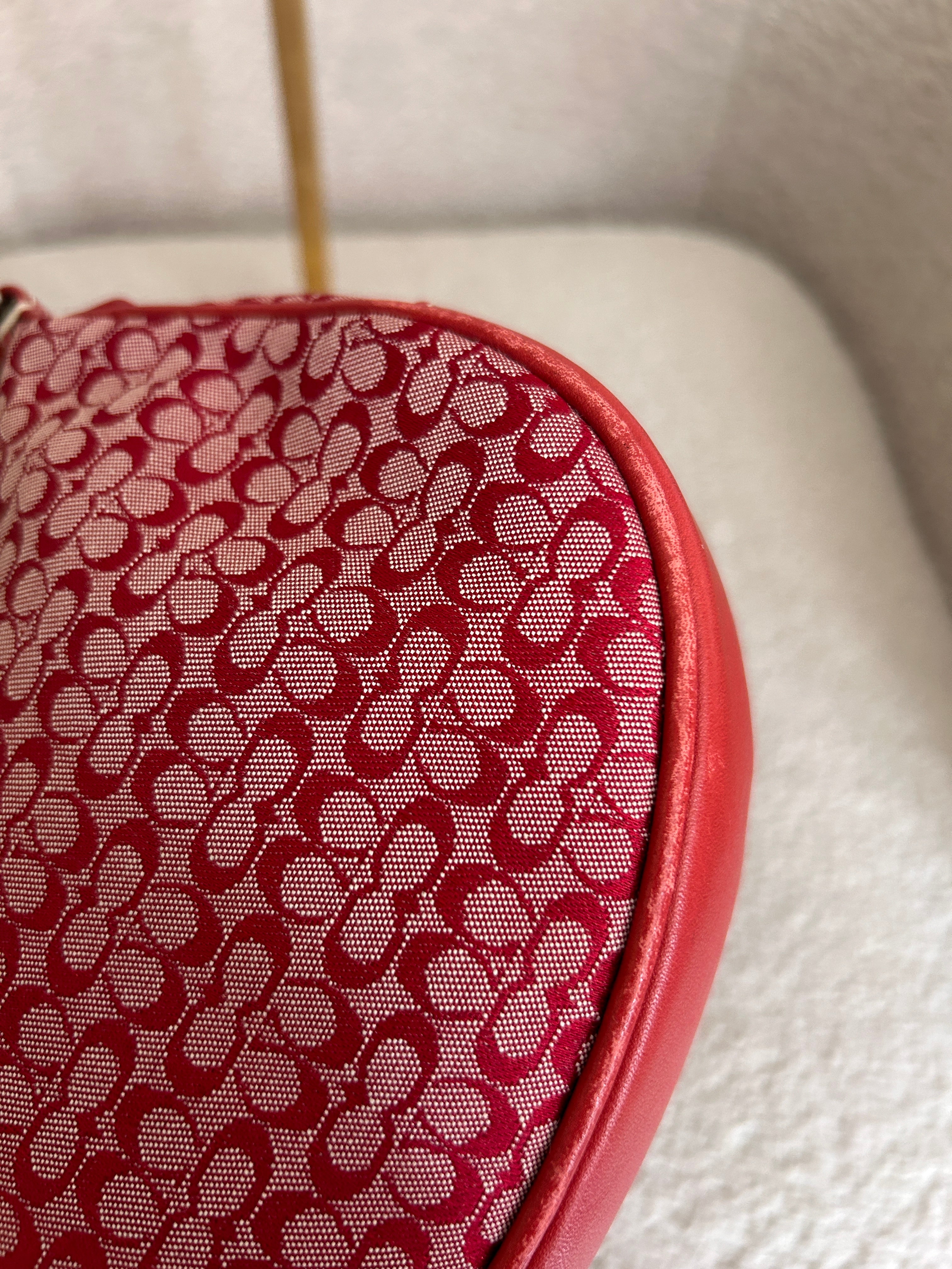 Vintage Coach red monogram shoulder bag
