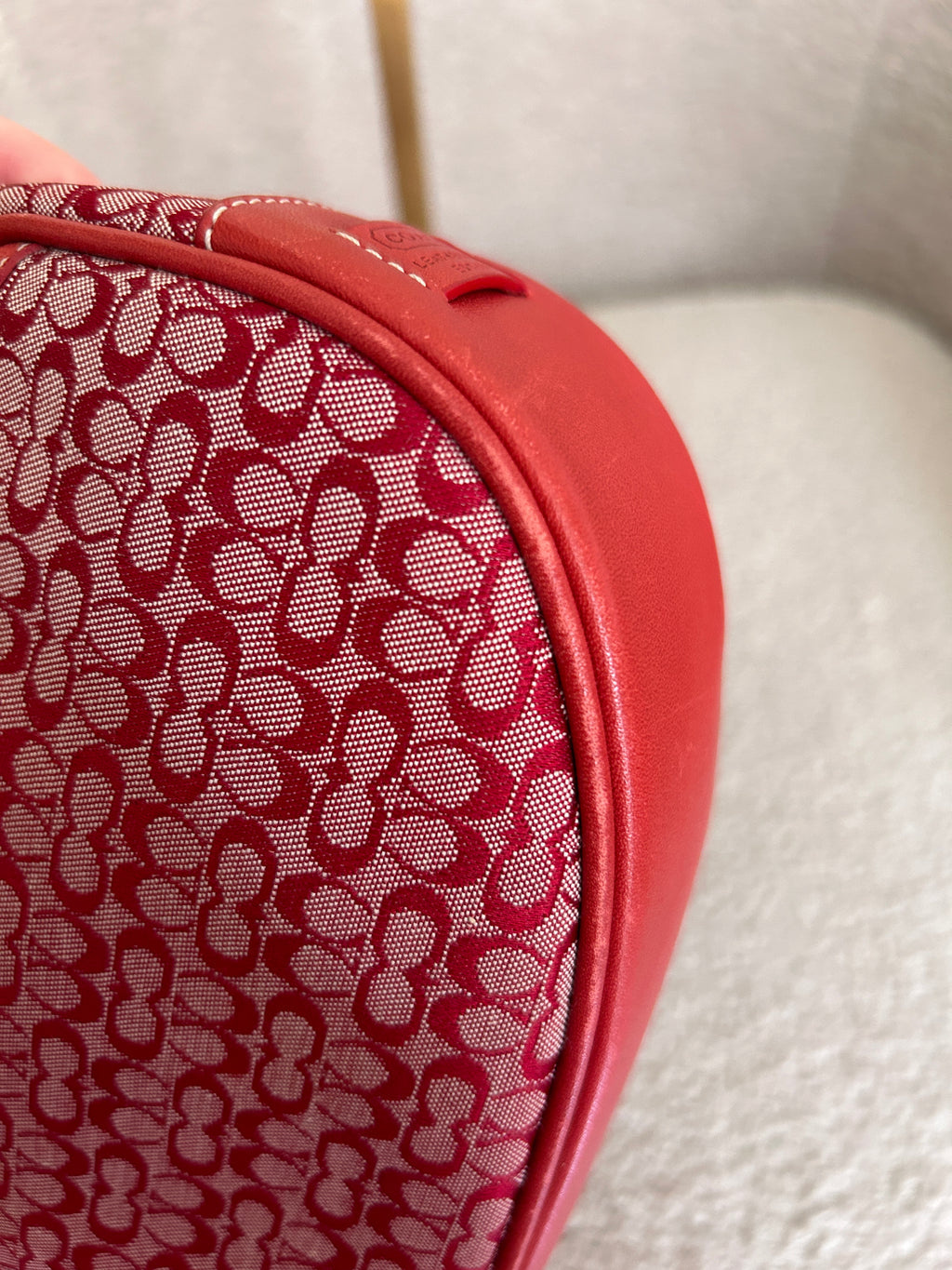 Vintage Coach red monogram shoulder bag