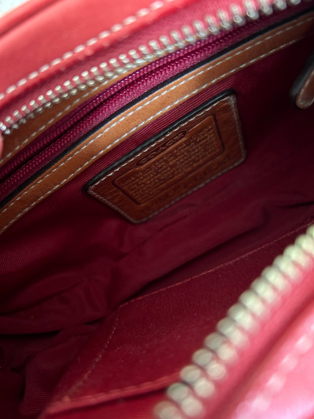 Vintage Coach red monogram shoulder bag