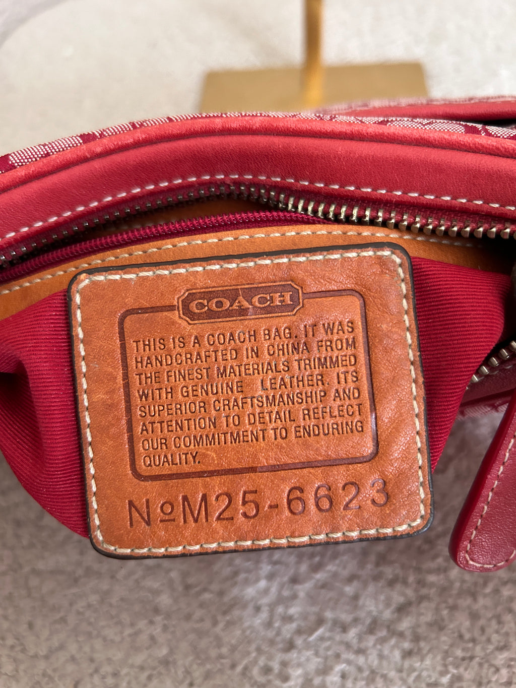 Vintage Coach red monogram shoulder bag