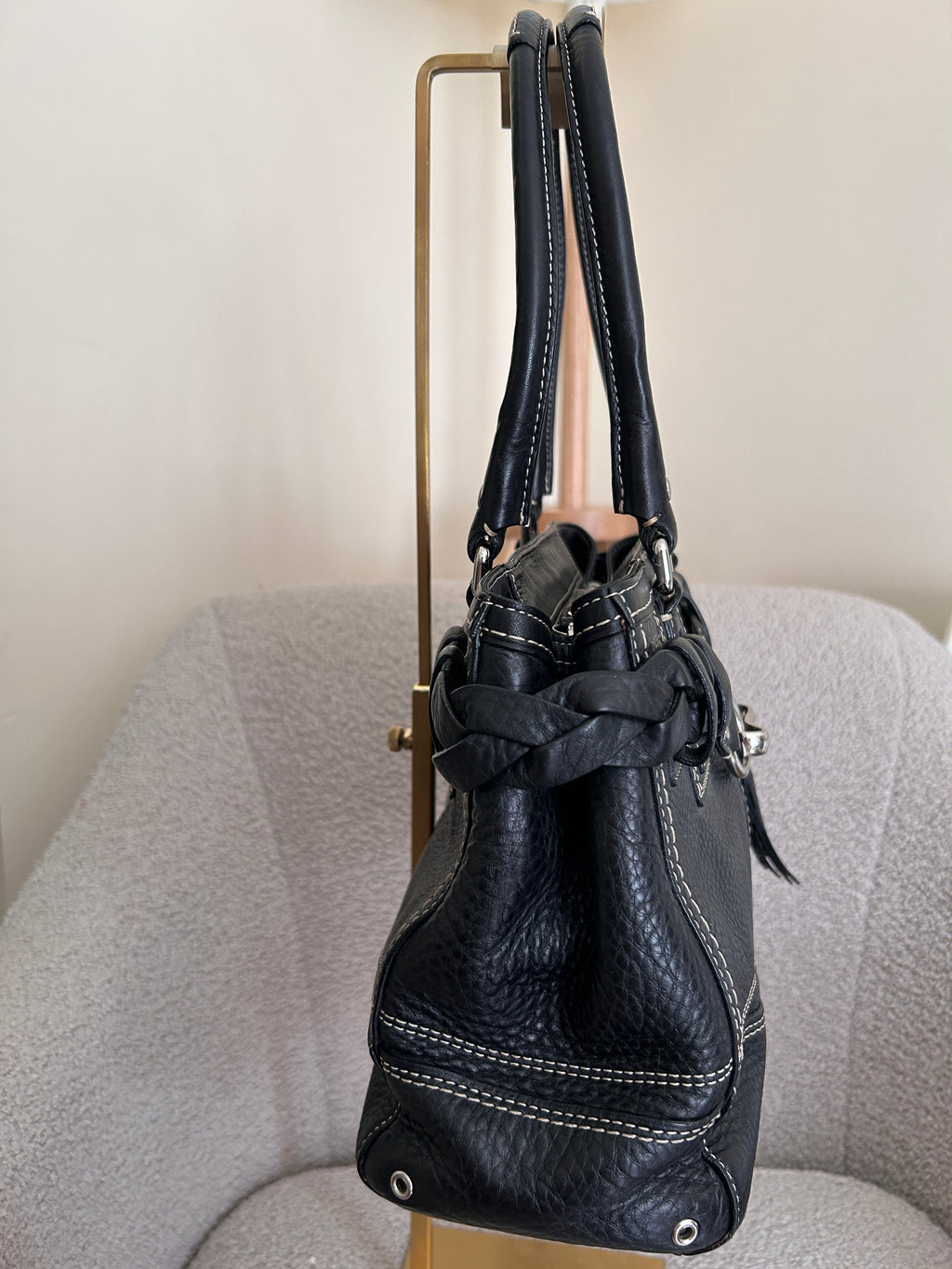 Vintage Coach Hampton black leather shoulder bag
