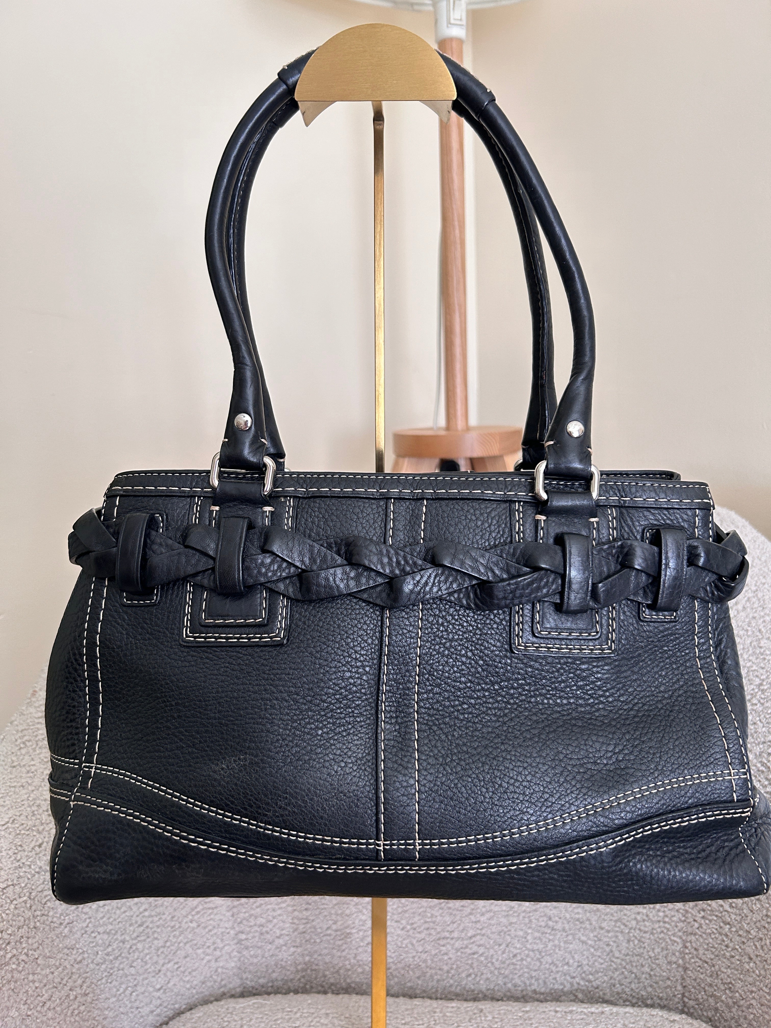 Vintage Coach Hampton black leather shoulder bag