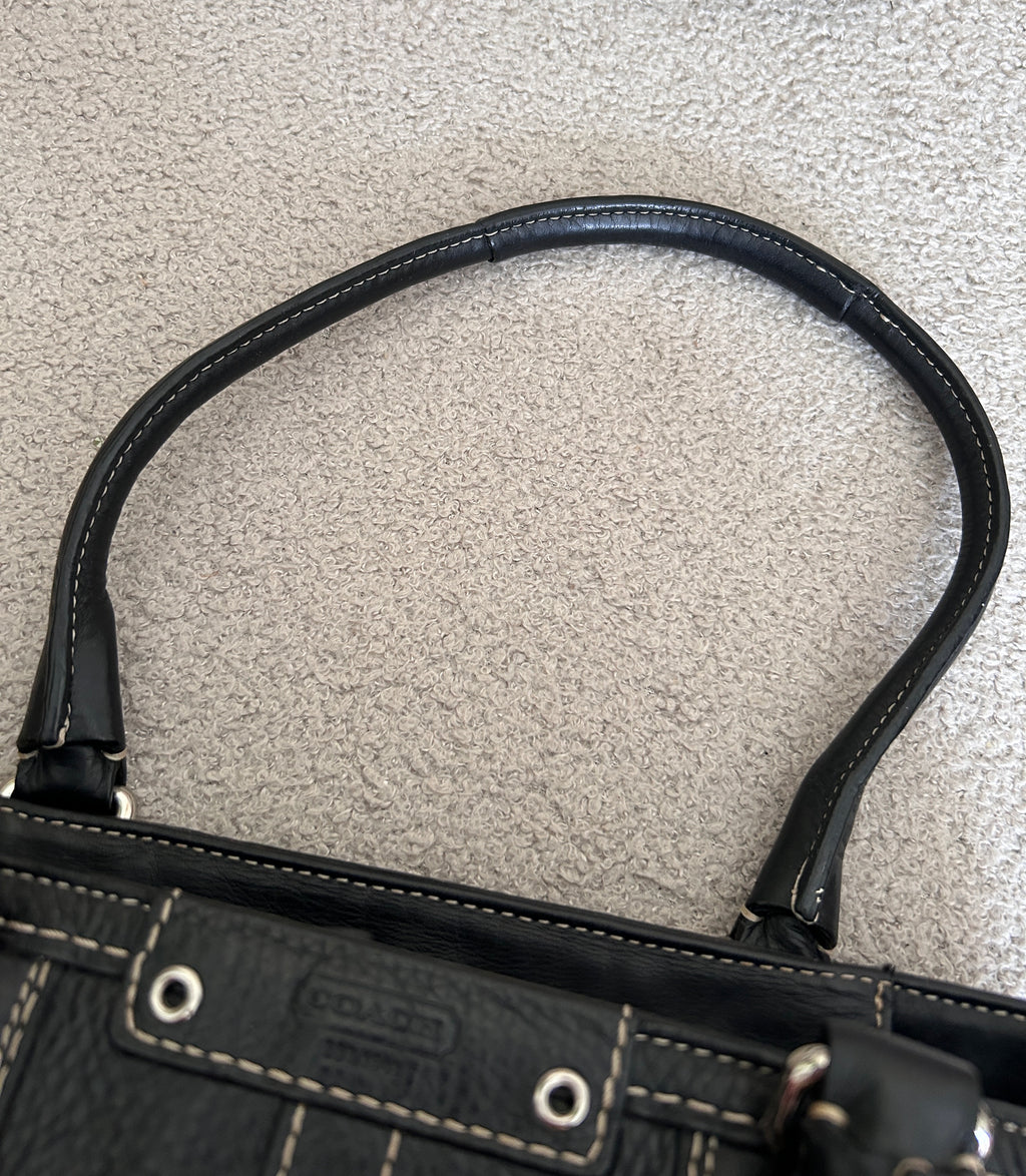 Vintage Coach Hampton black leather shoulder bag