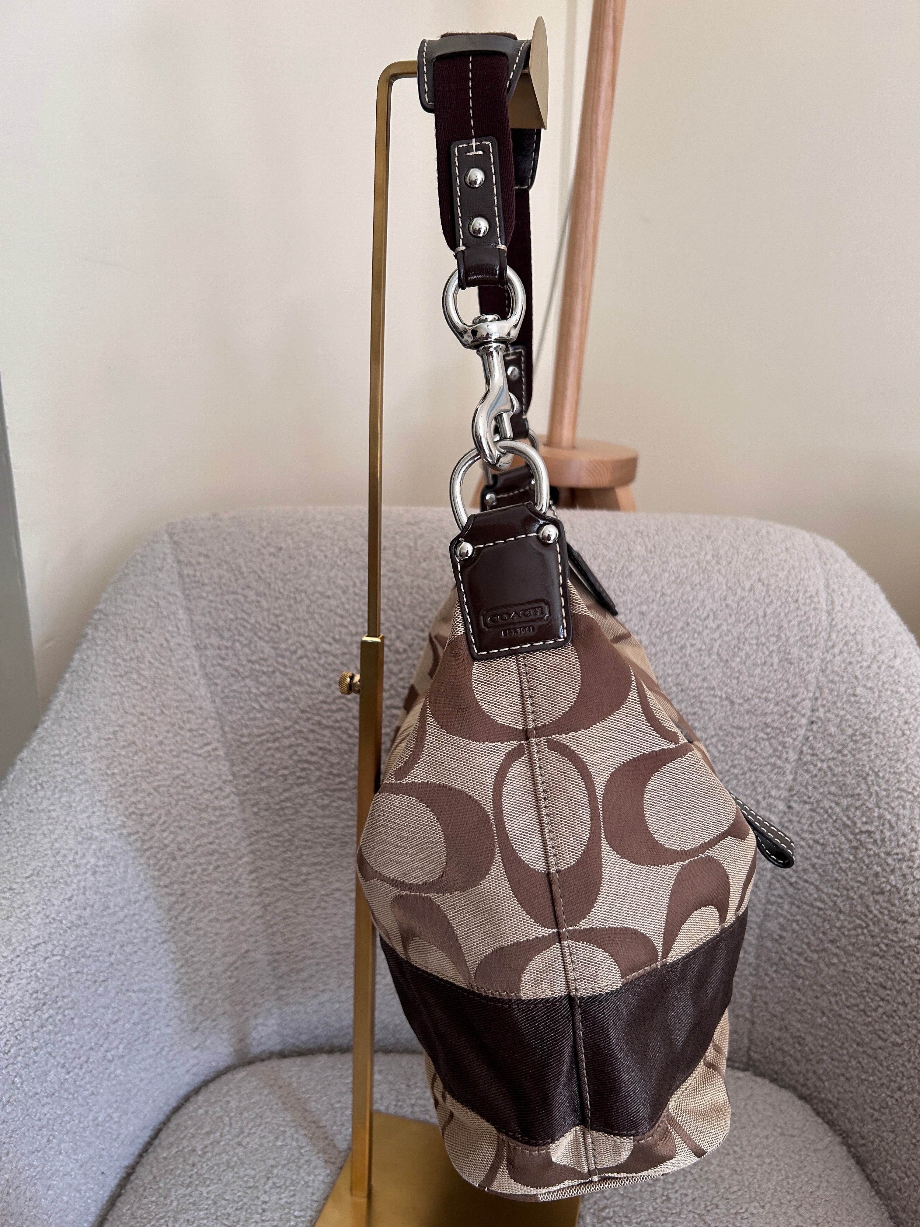 Vintage Coach signature stripe shoulder bag