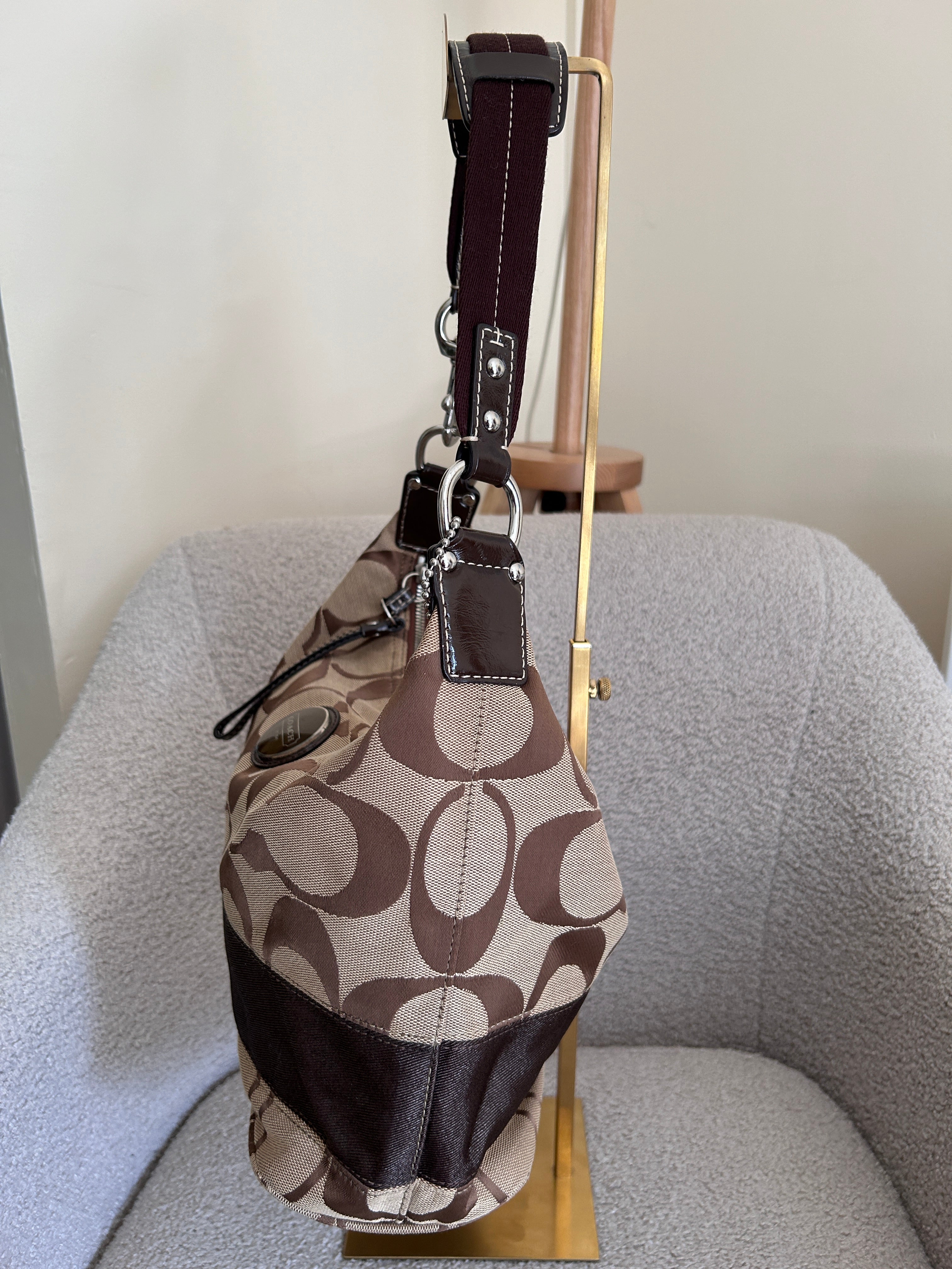 Vintage Coach signature stripe shoulder bag
