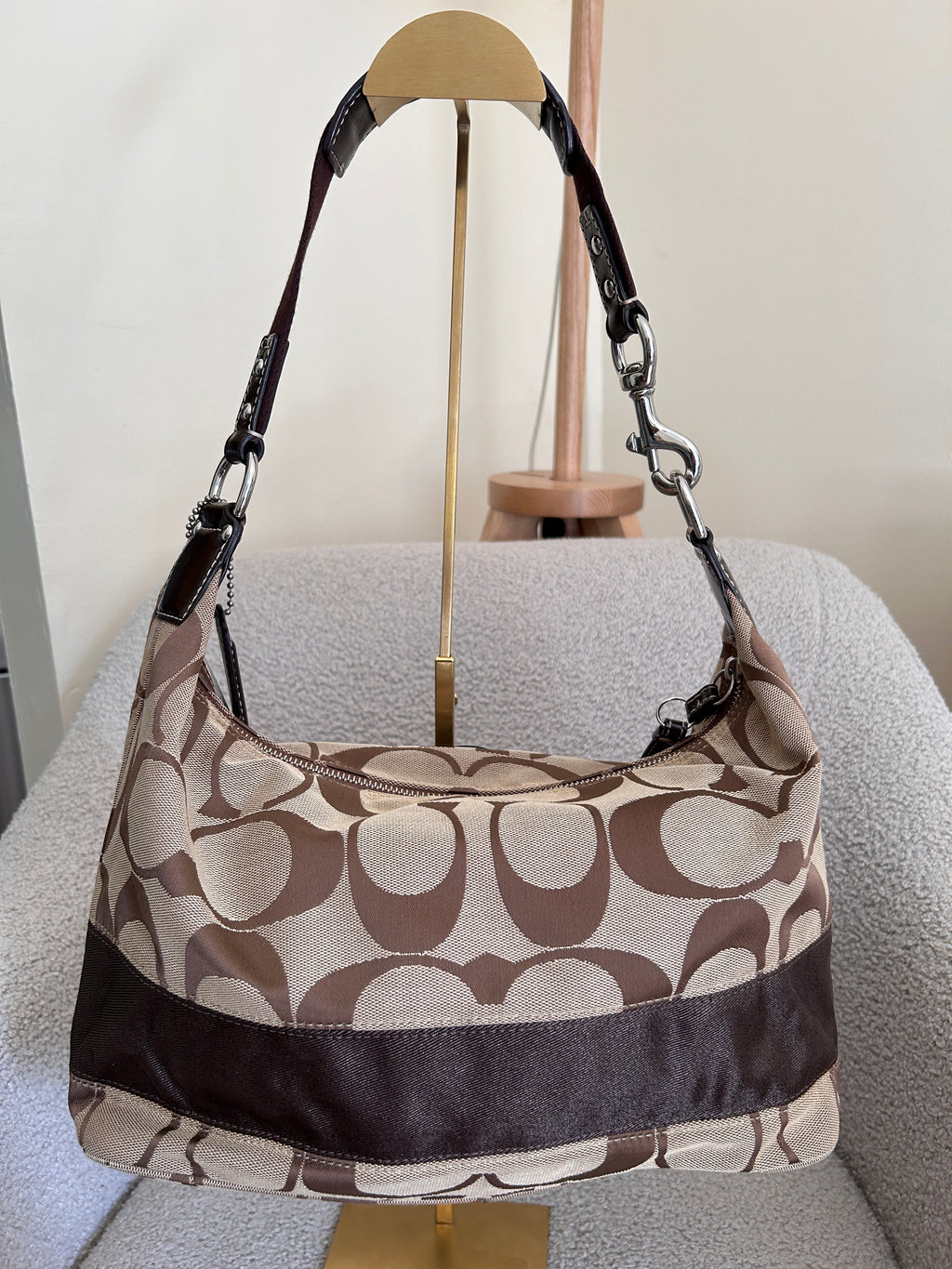 Vintage Coach signature stripe shoulder bag