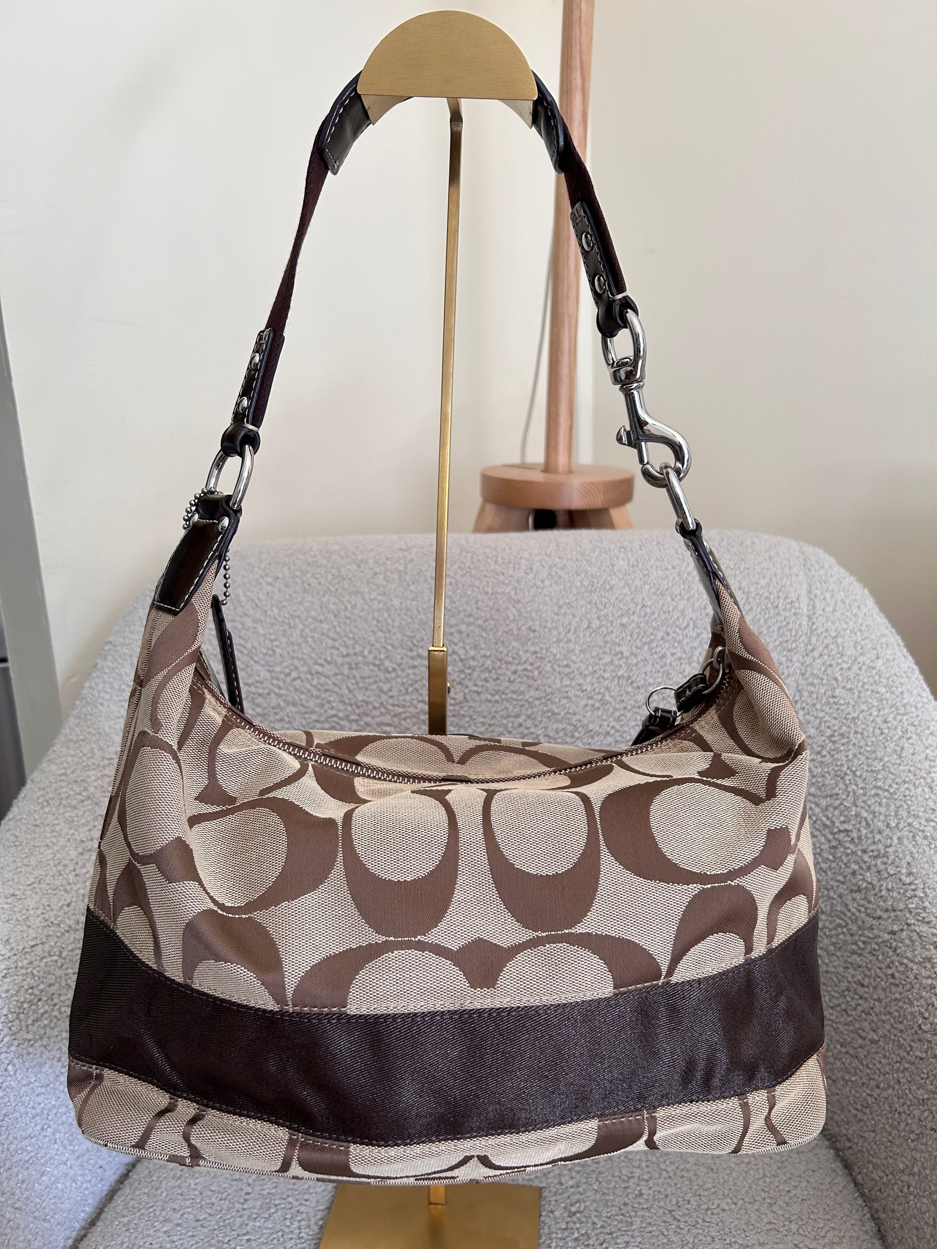 Vintage Coach signature stripe shoulder bag