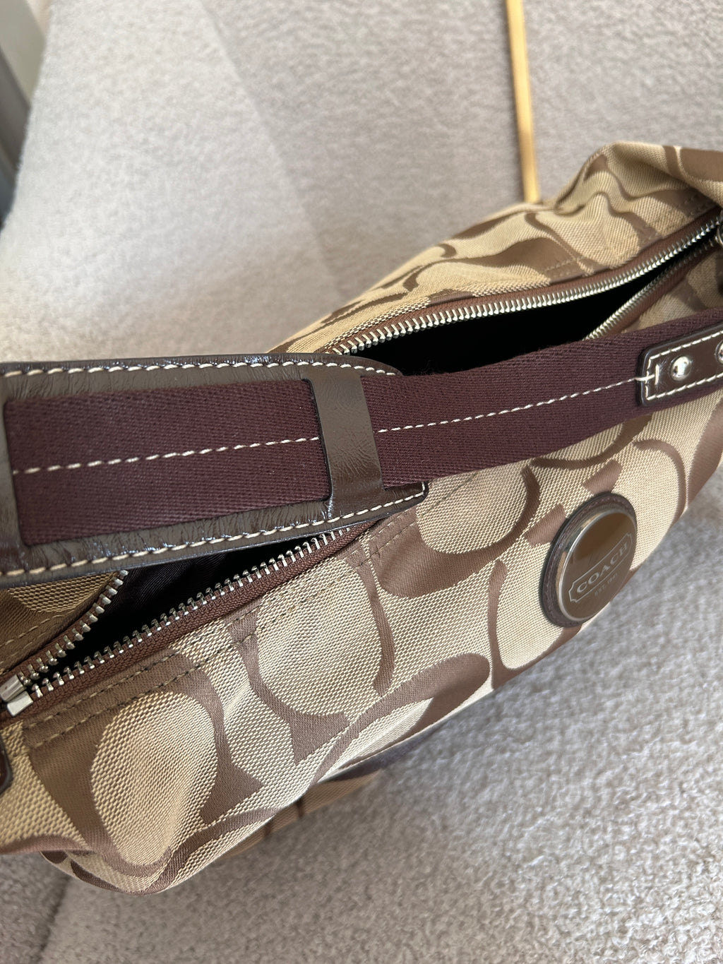 Vintage Coach signature stripe shoulder bag