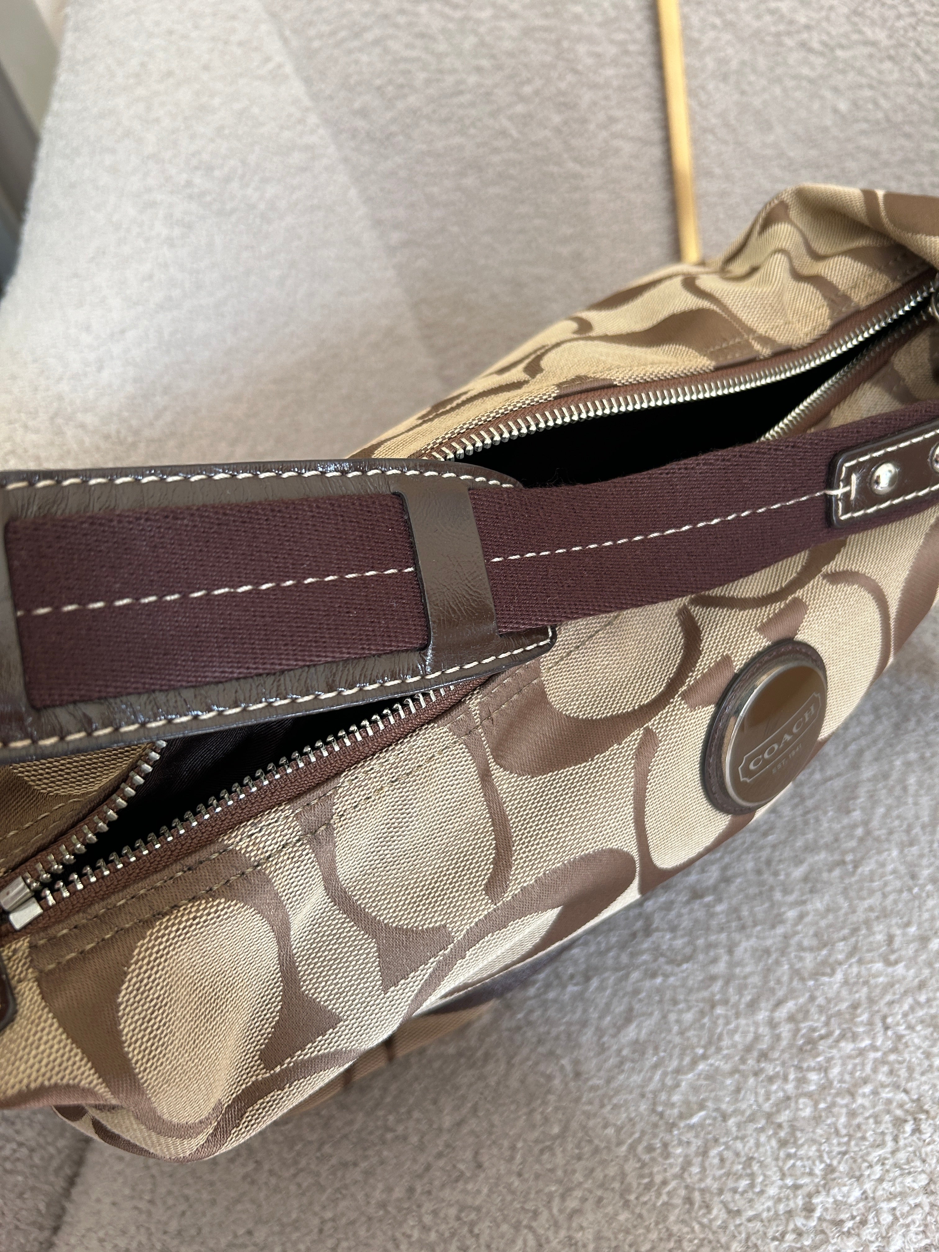Vintage Coach signature stripe shoulder bag